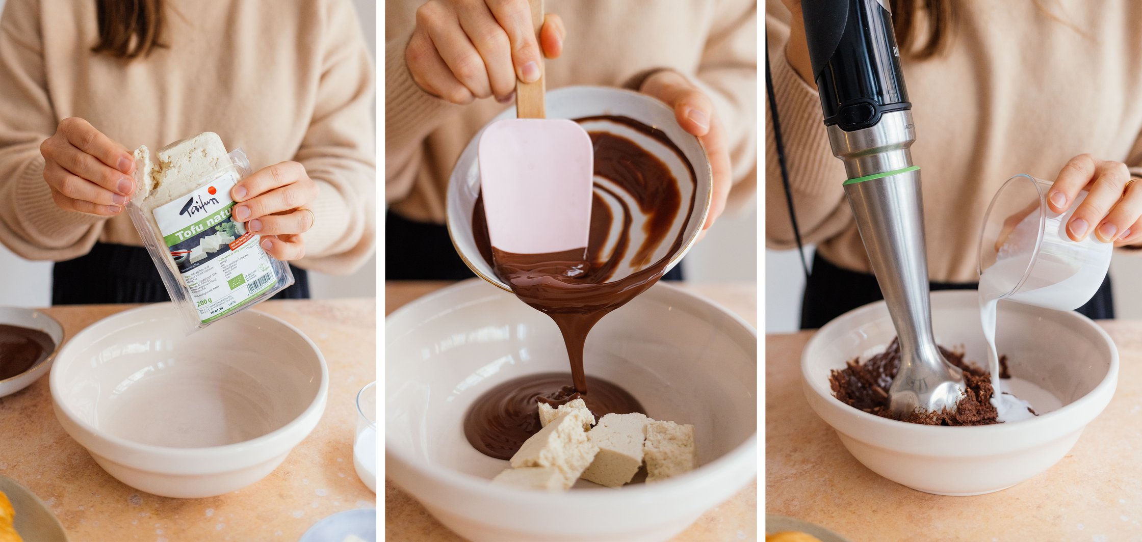 dunkle vegane Schokocreme anrühren