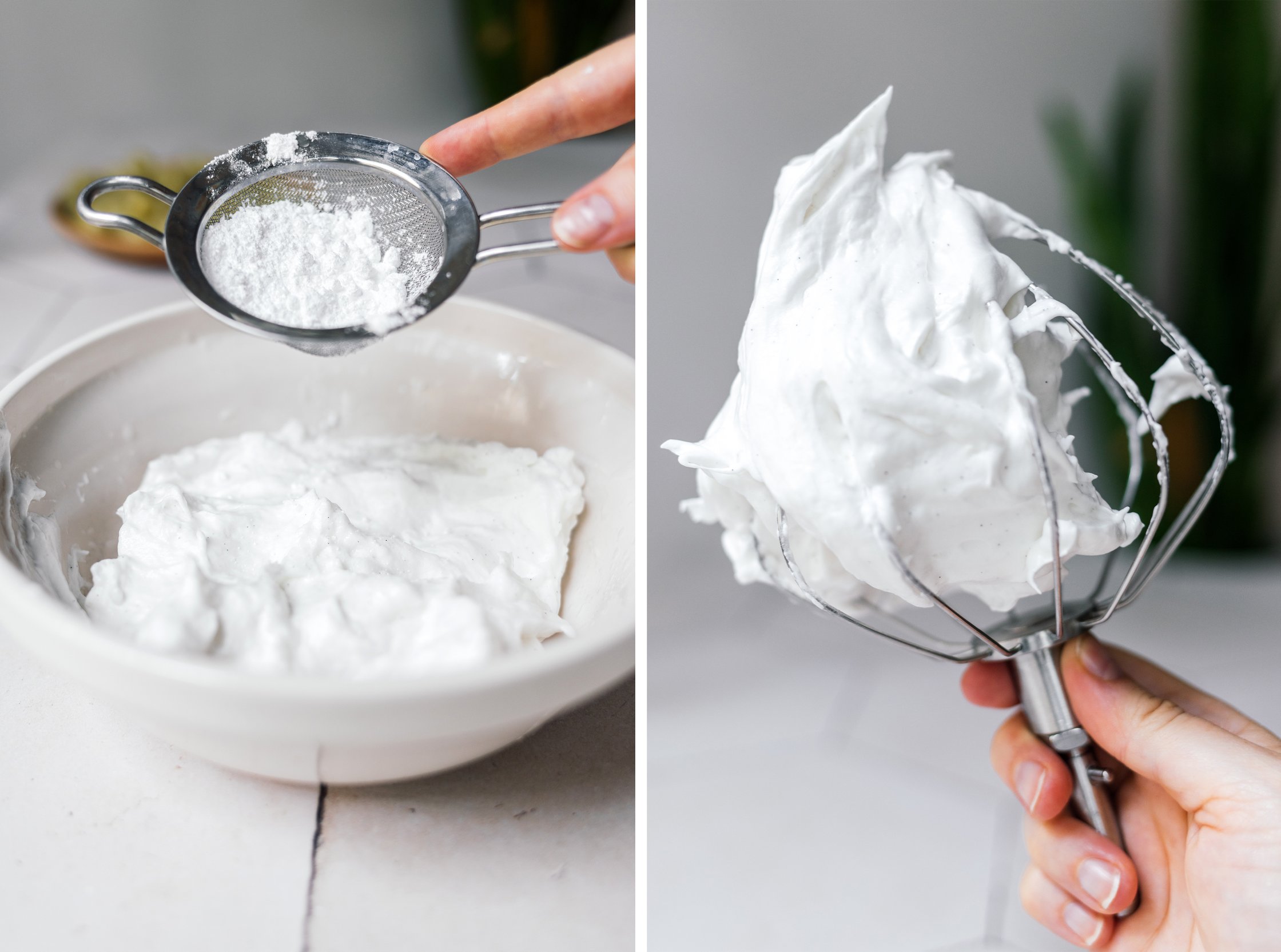 preparing vegan meringue cream
