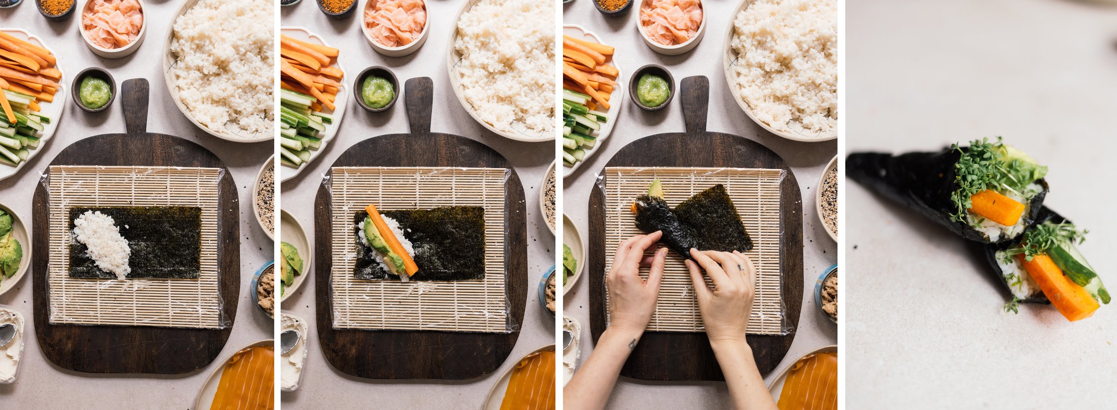 veganes Temaki Sushi formen und rollen