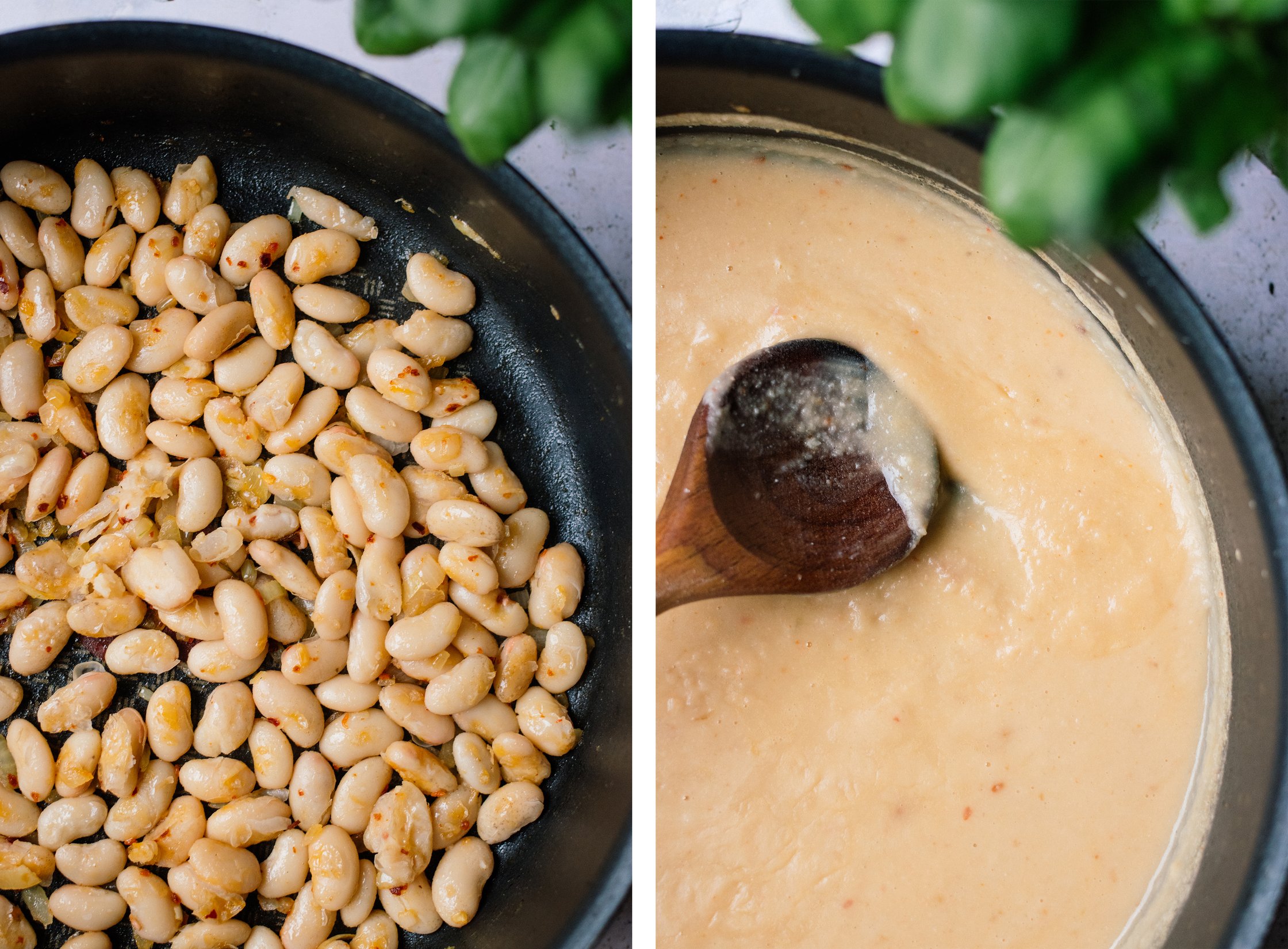 turning canned white beans into a creamy sauce