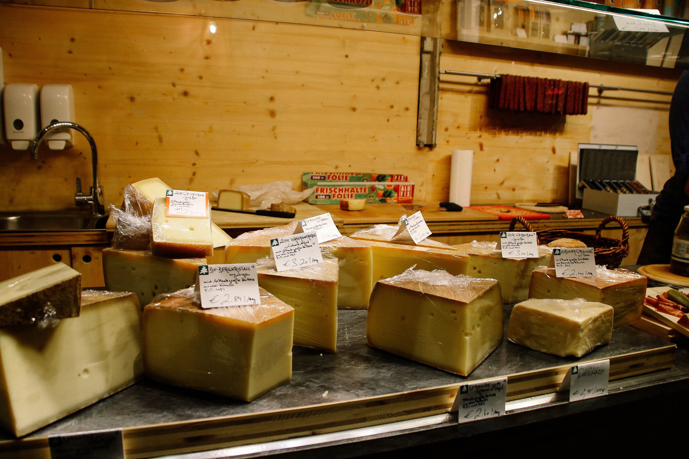 a counter with cheese