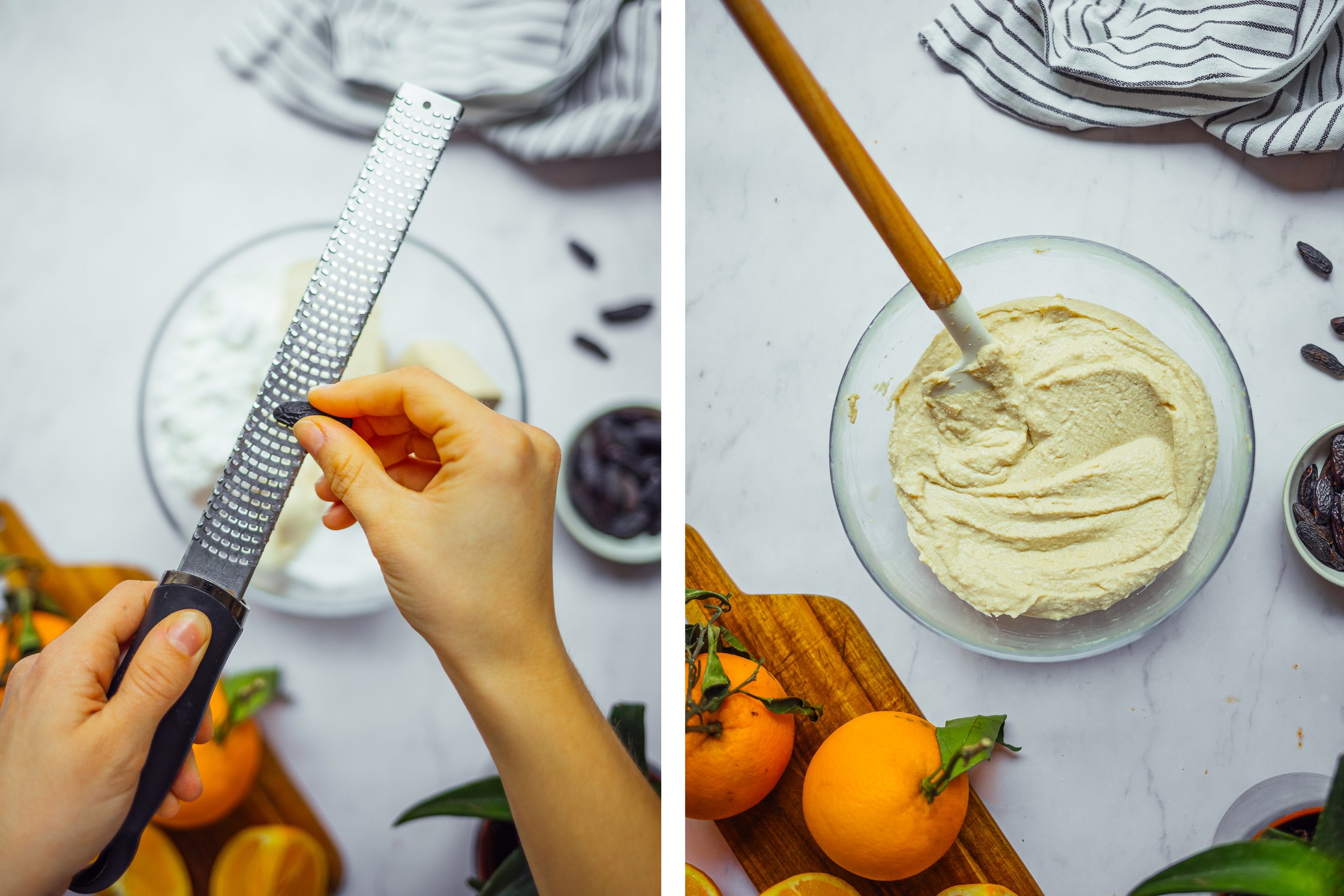 tofu filling in a glass bowl and orange jam in a small pot
