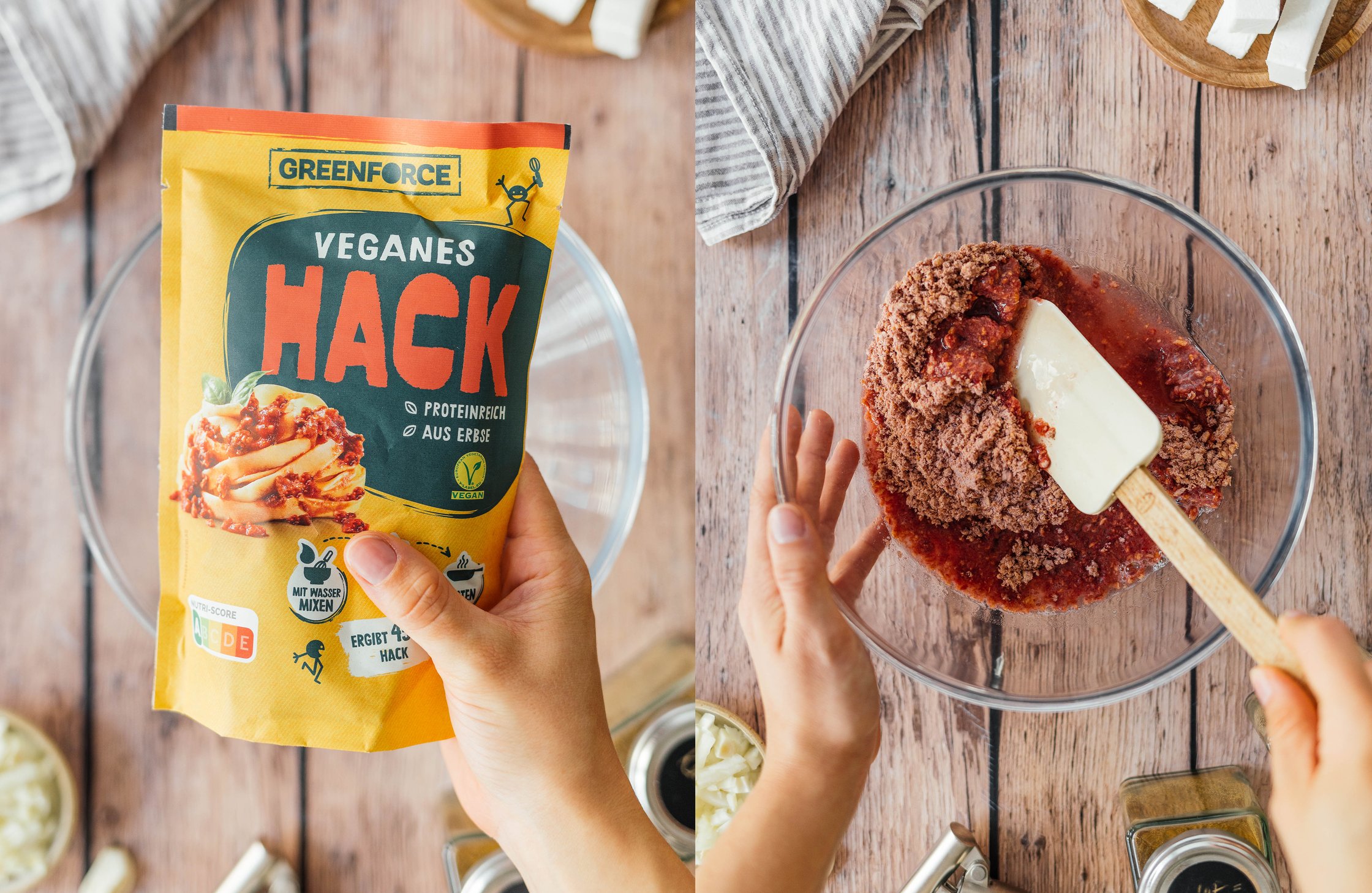 preparing vegan minced meat mixture by greenforce