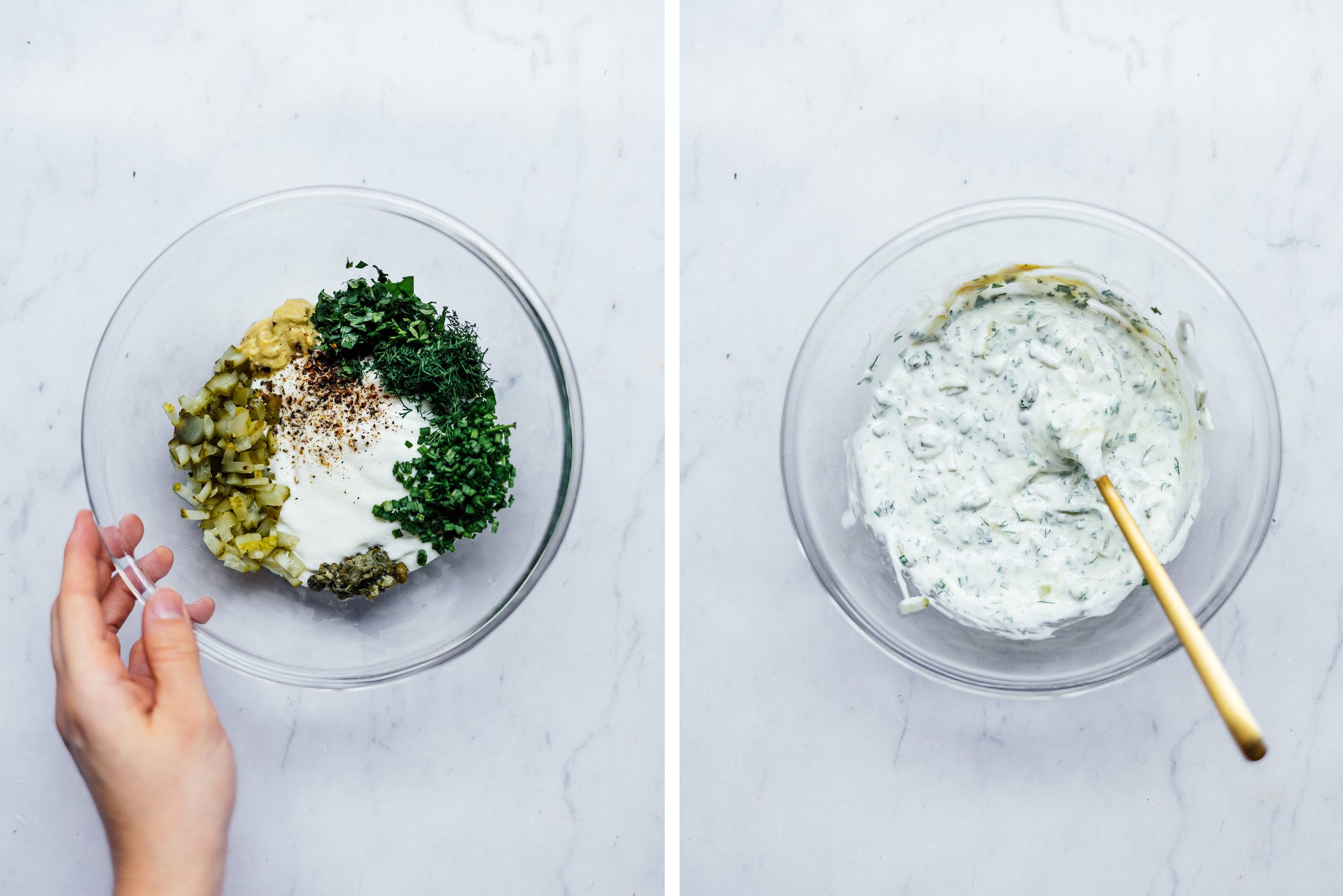 preparing vegan remoulade