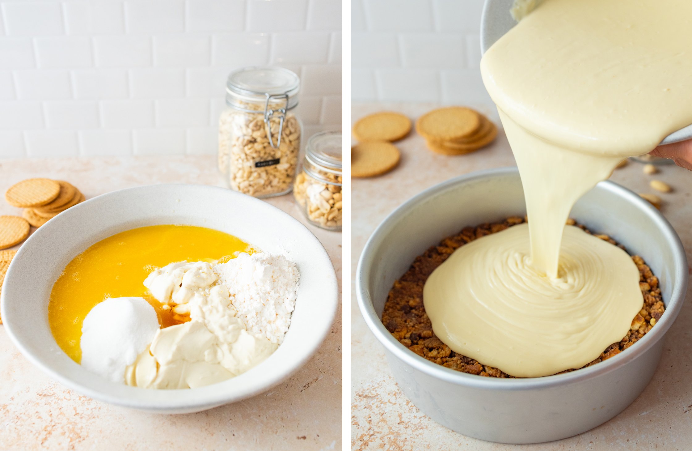 Hier wird die Käsekuchencreme angerührt.