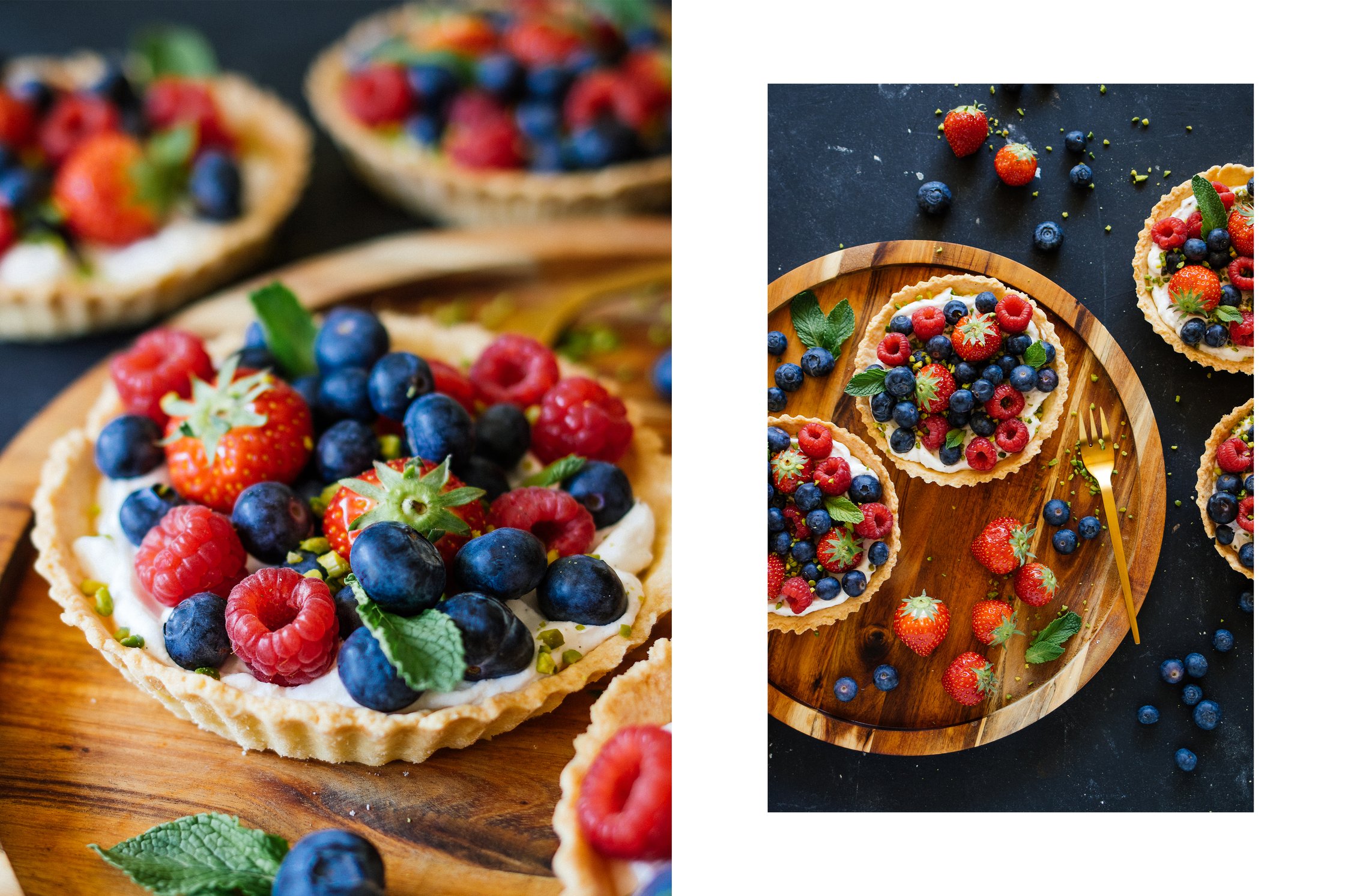 fresh berries on vegan tartelettes