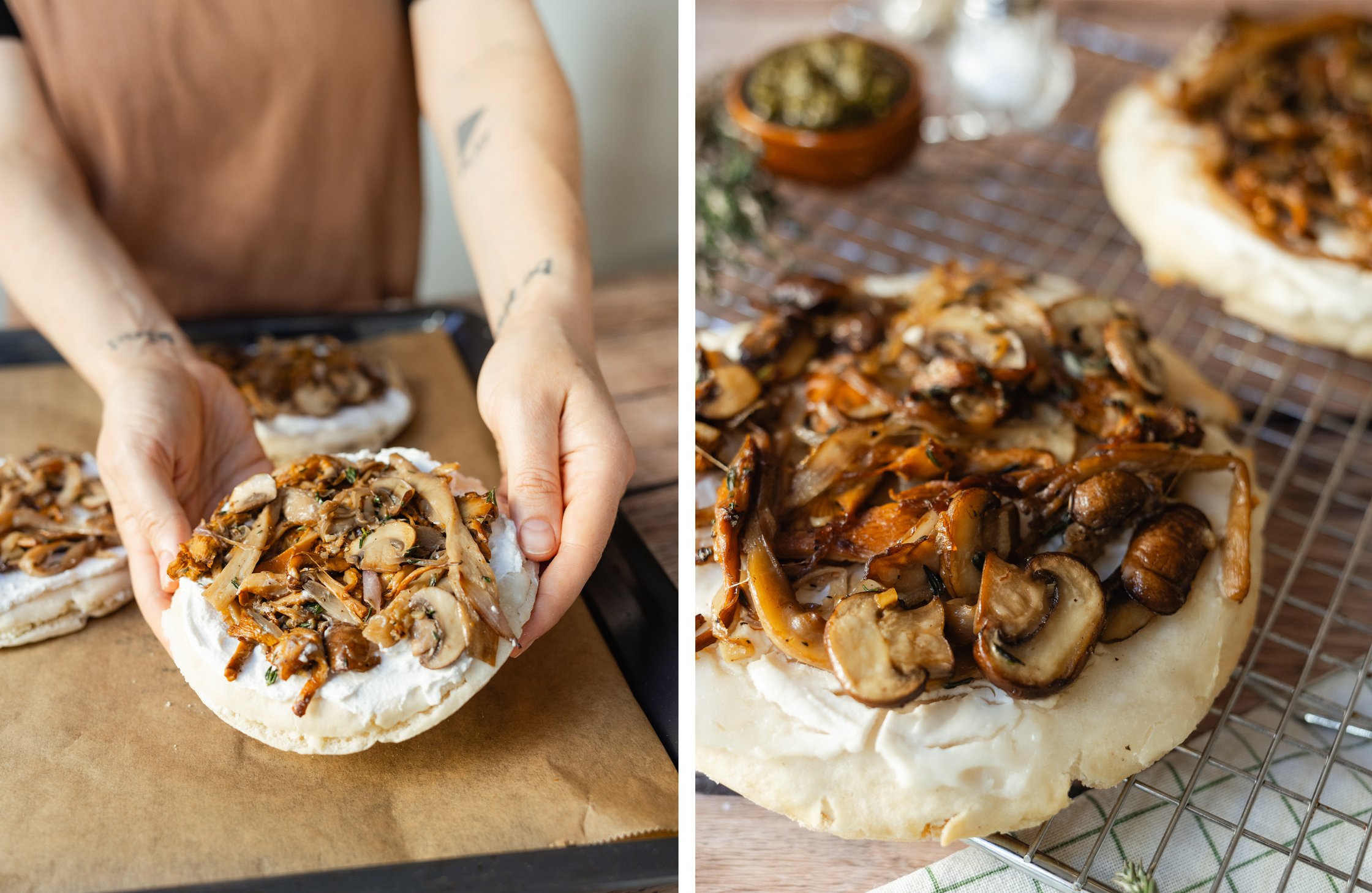 Pita Pizza before and after baking