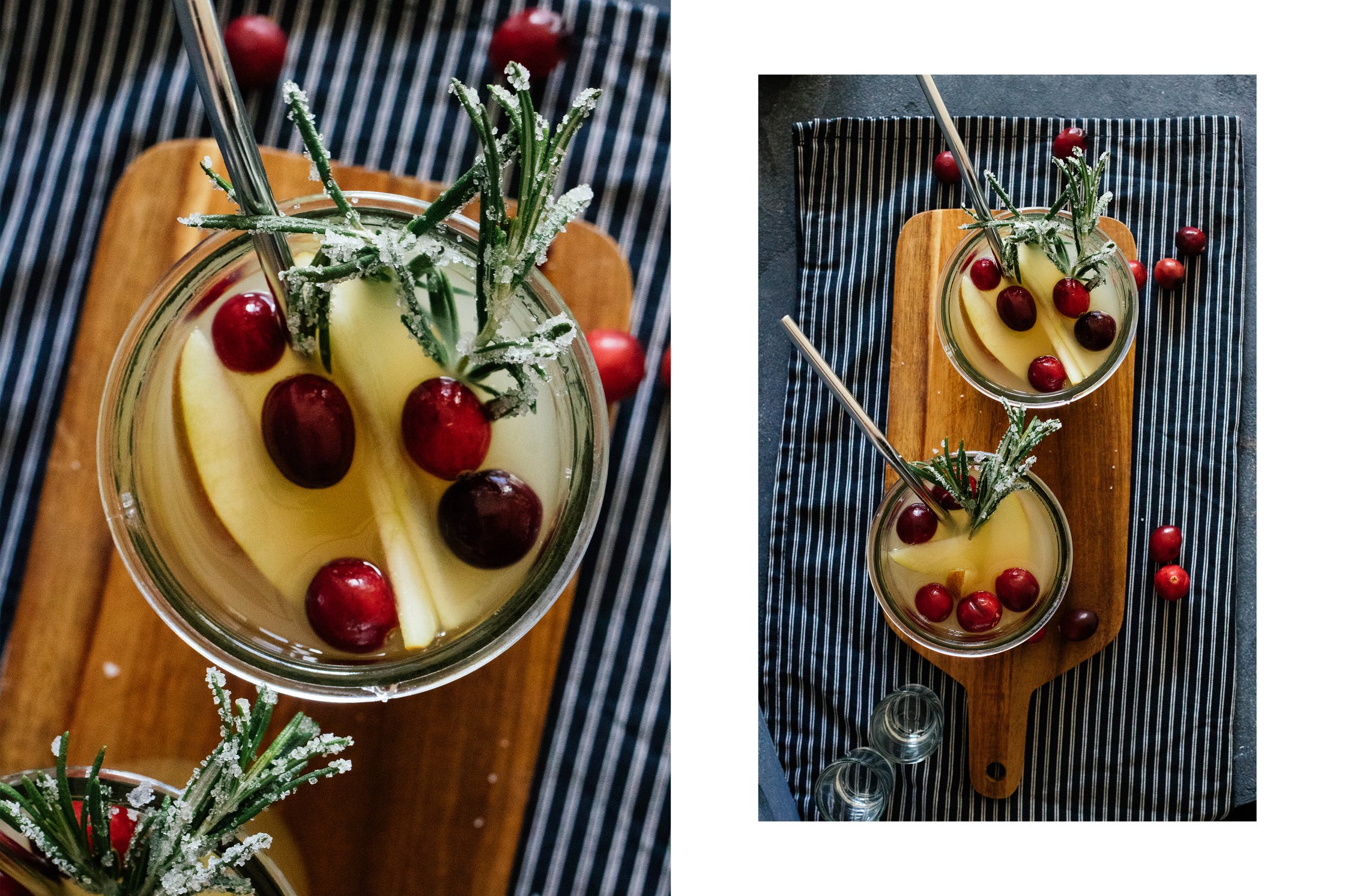 Weihnachtlicher Cocktail in einem Glas mit Wodka und Apfelsaft