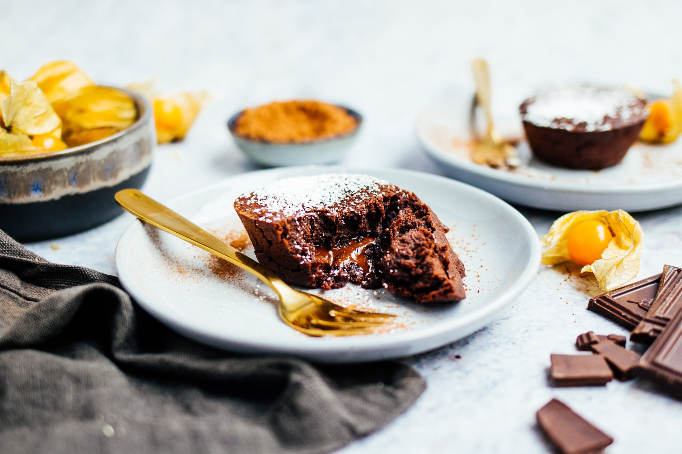 vegan lava cake on a plate