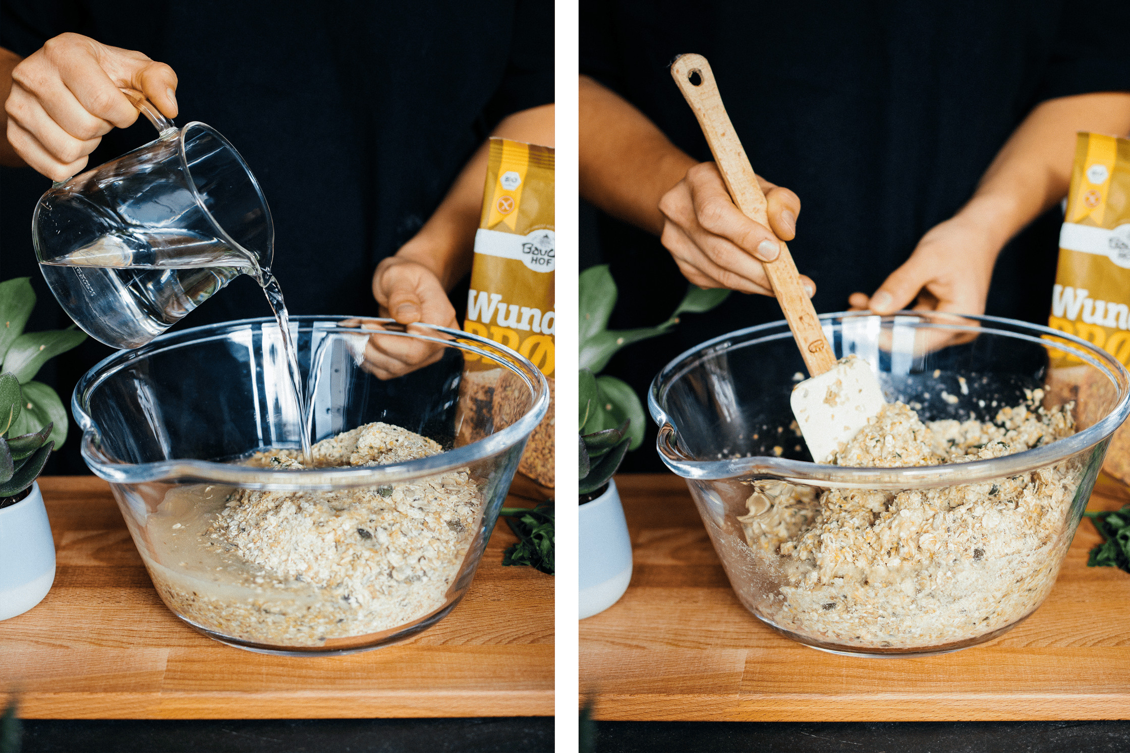 preparing the bread dough