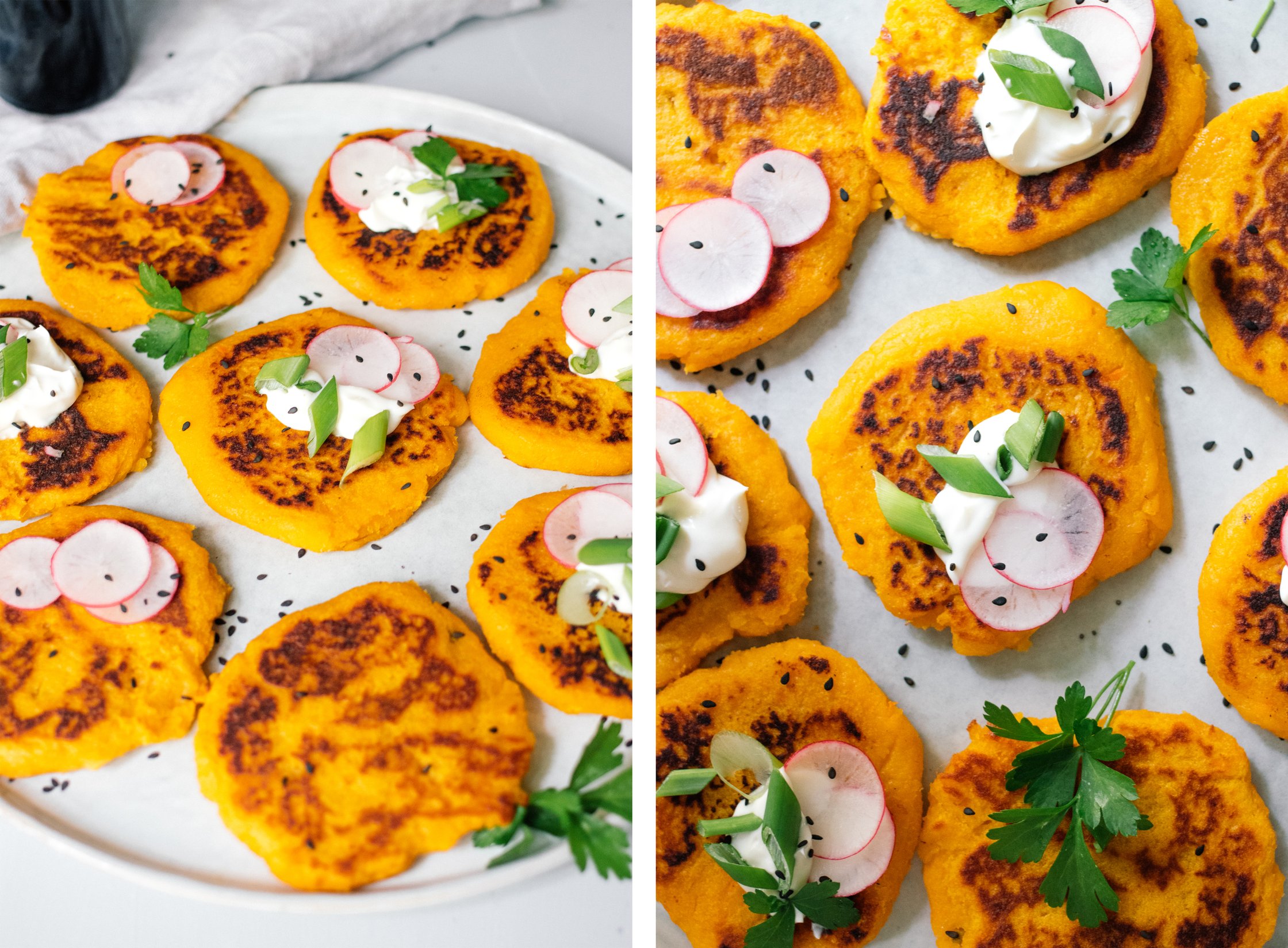 vegane suesskartoffel pancakes nach dem braten