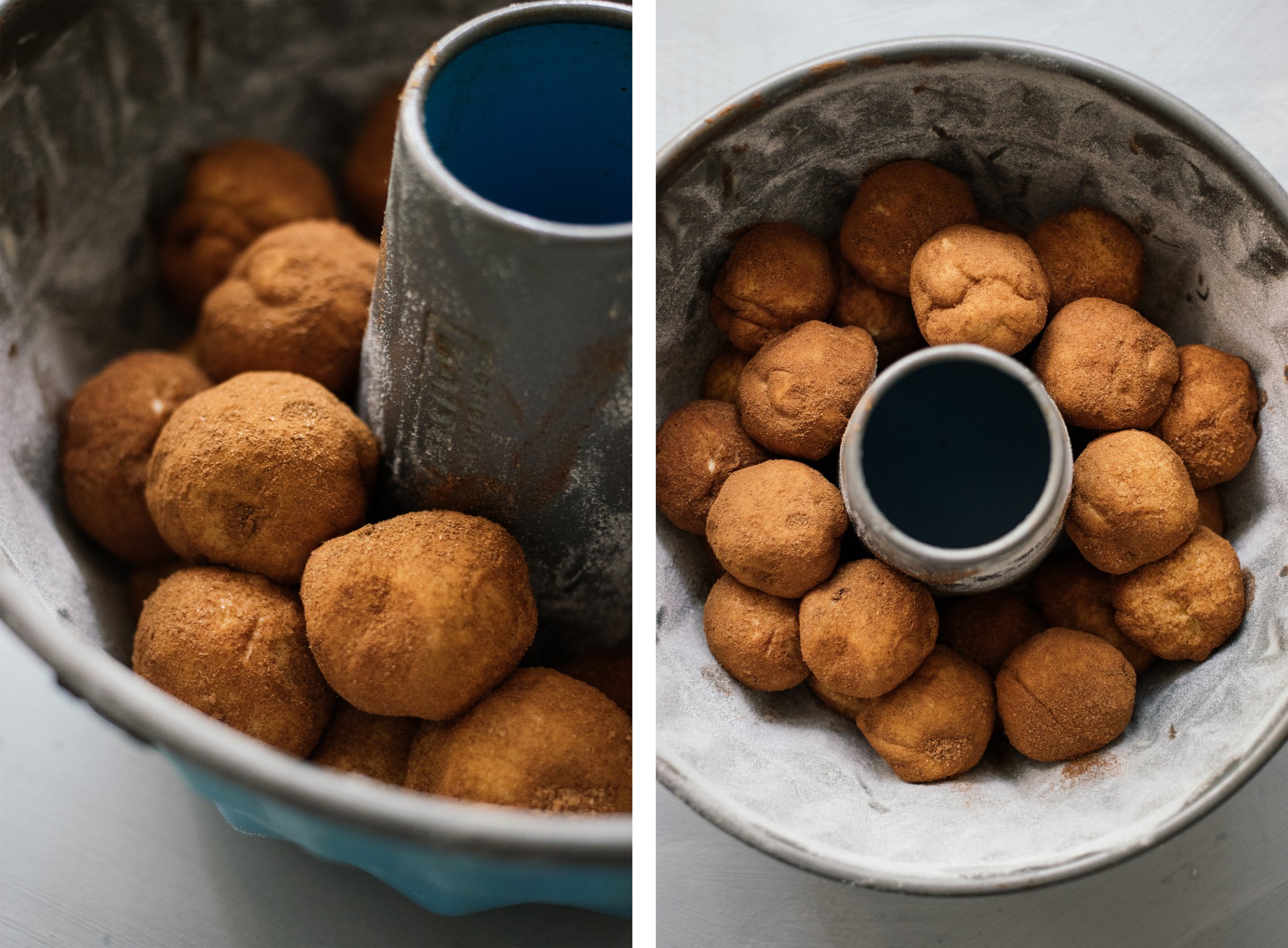 teigbällchen für Veganes Croissant Monkeybread sind in der backform