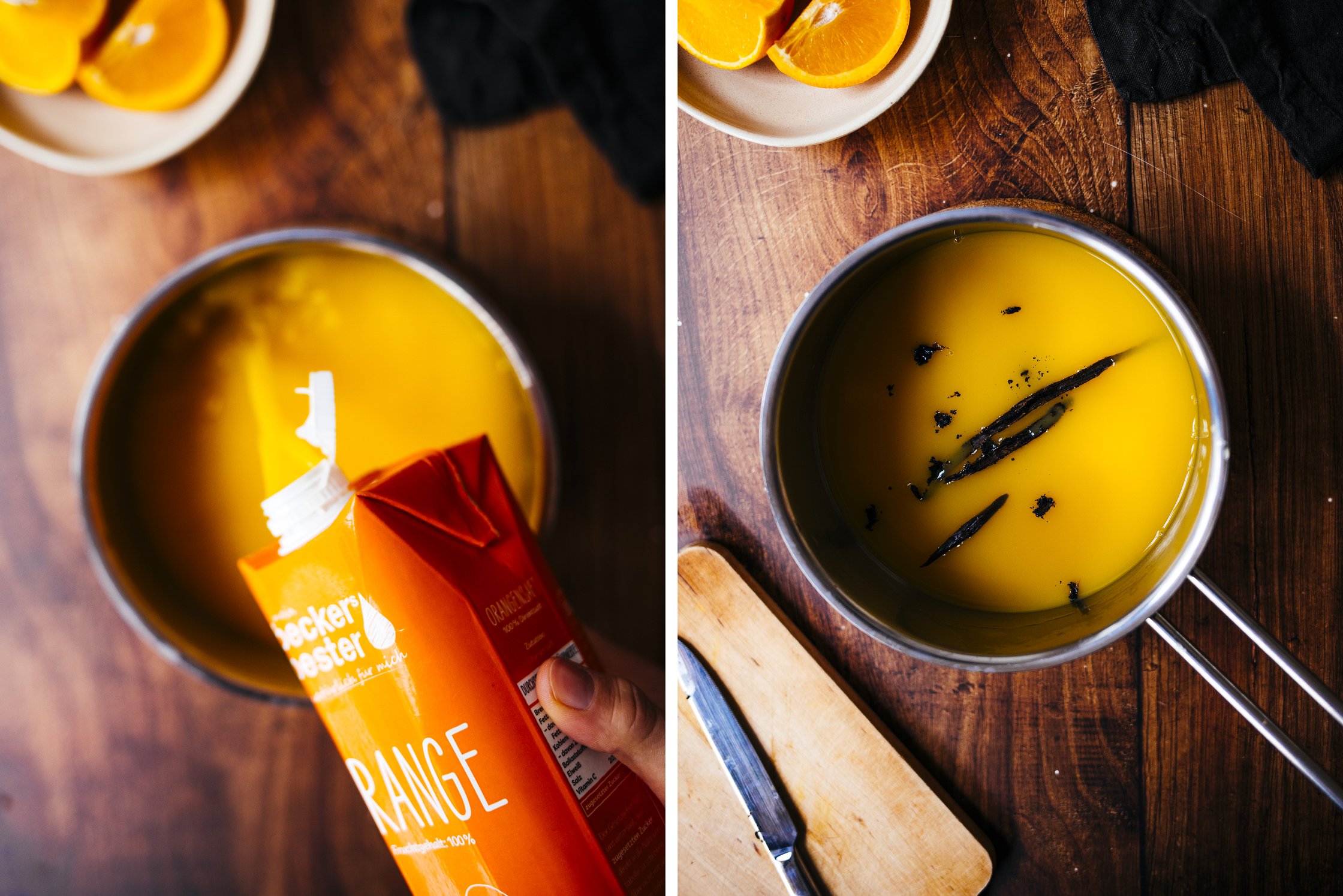 cooking orange vanilla sauce