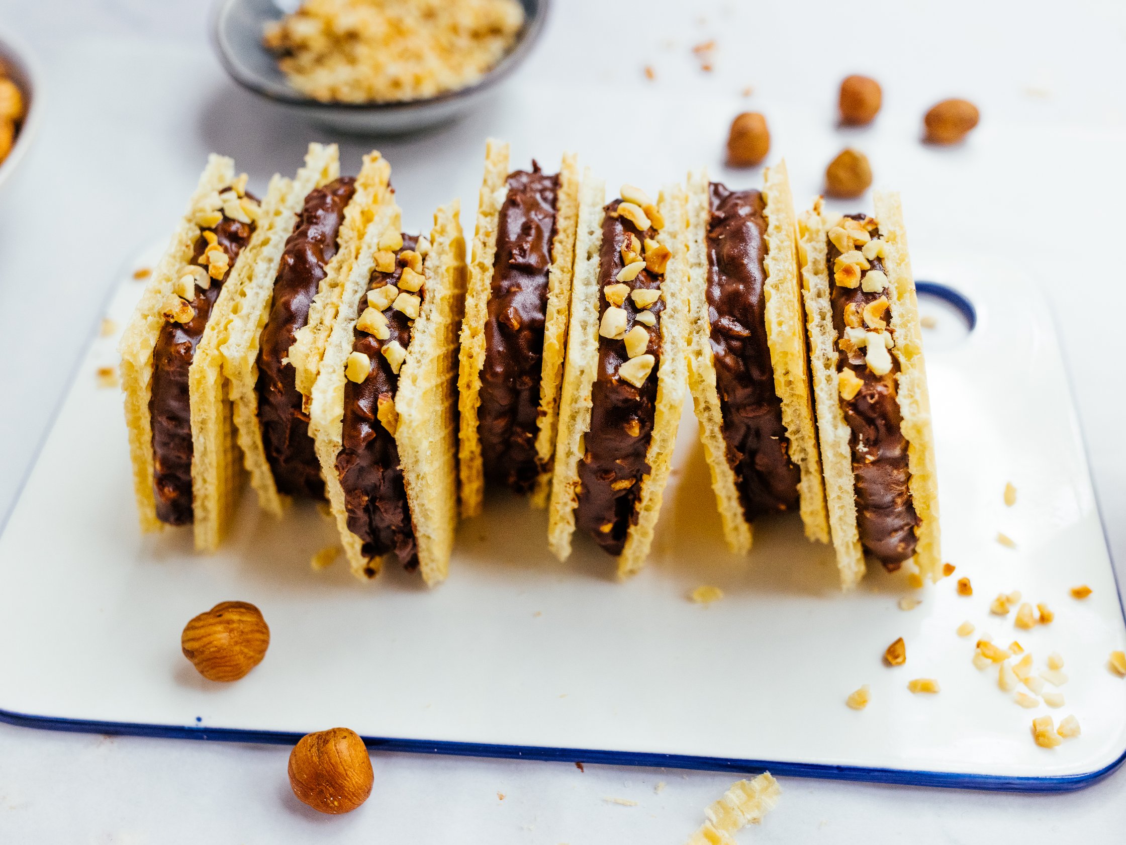 vegan hanutas on a board
