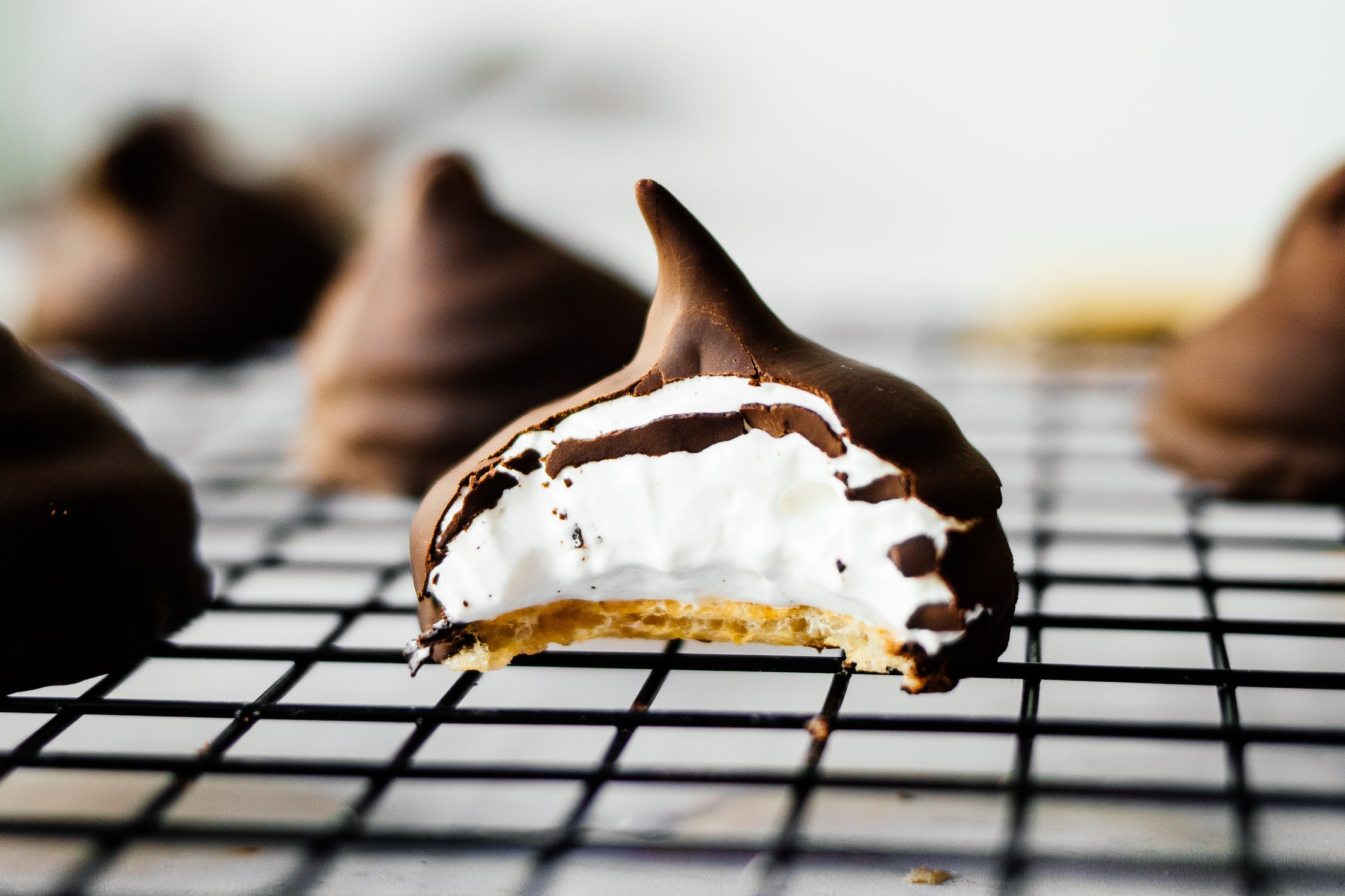 a vegan mallomar on a cooling rack