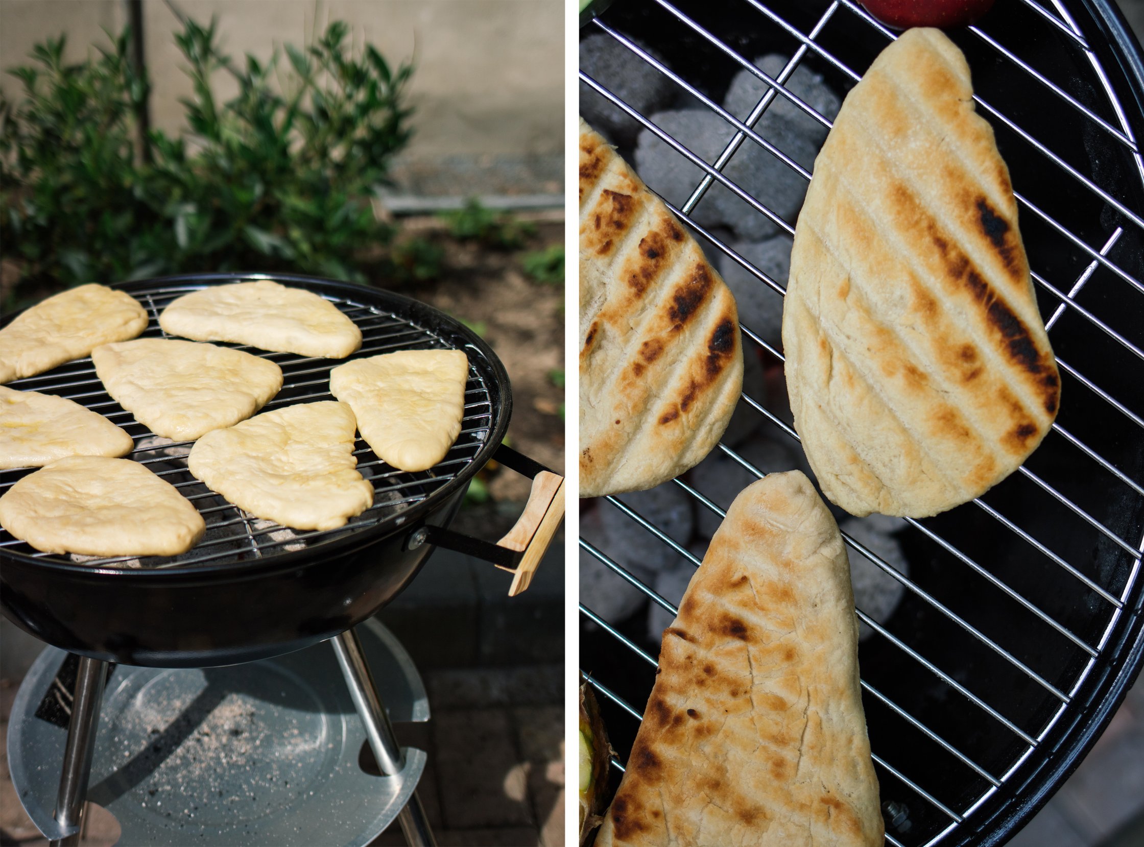 veganes grillbrot liegt auf dem grill