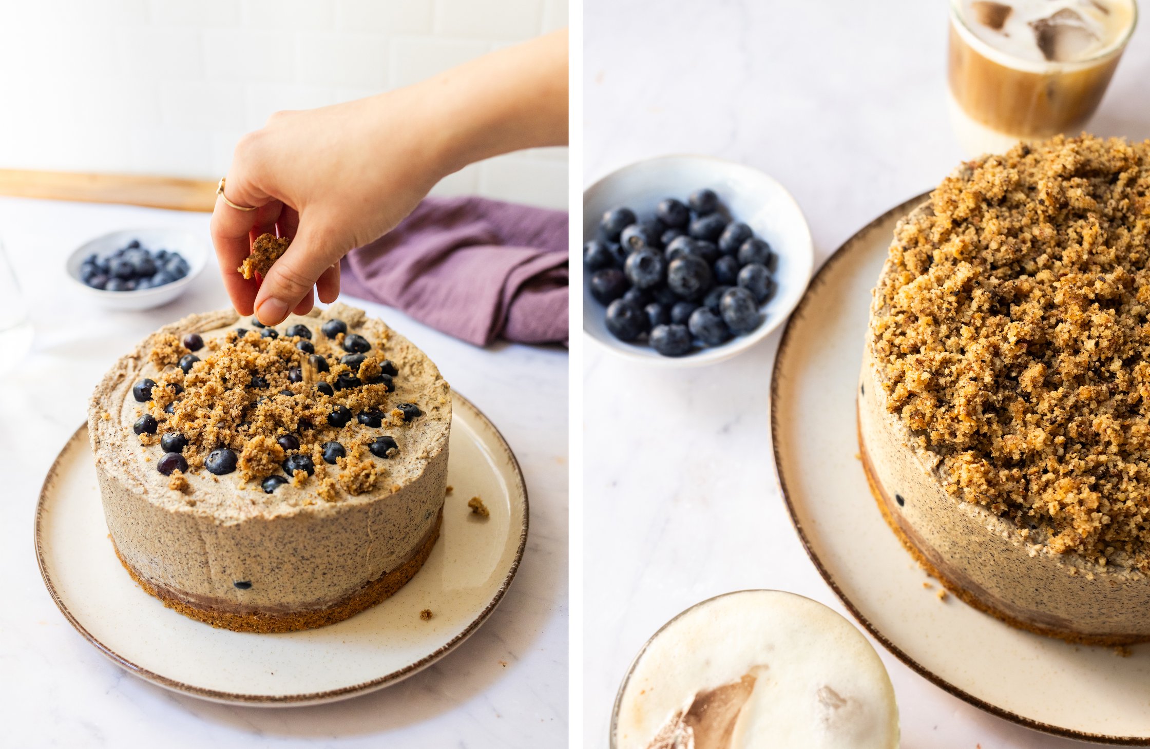 Here you can see the crumbs that are crumbled over the cake.