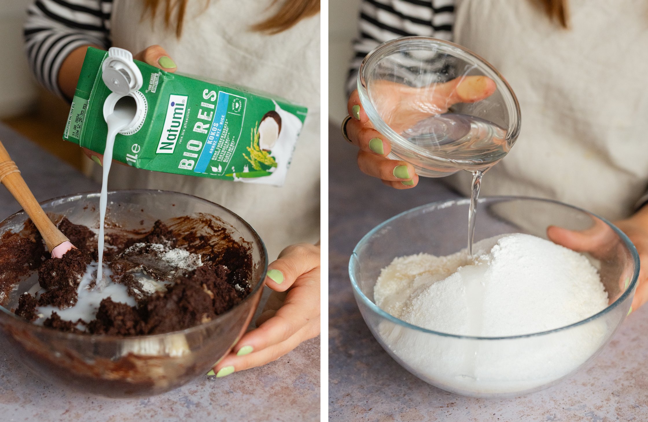preparing brownie and cookie dough