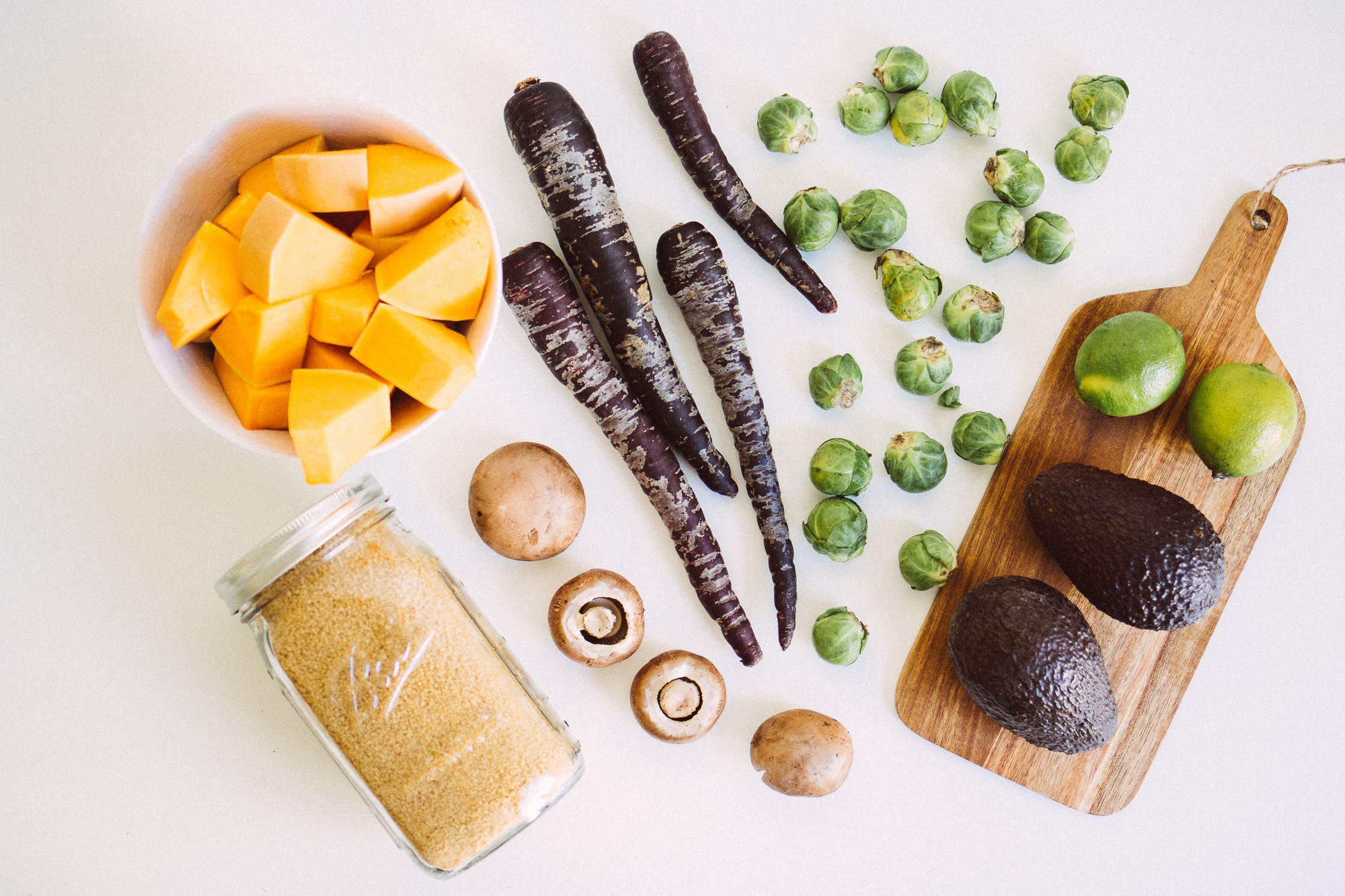 all ingredients are laying on a white background