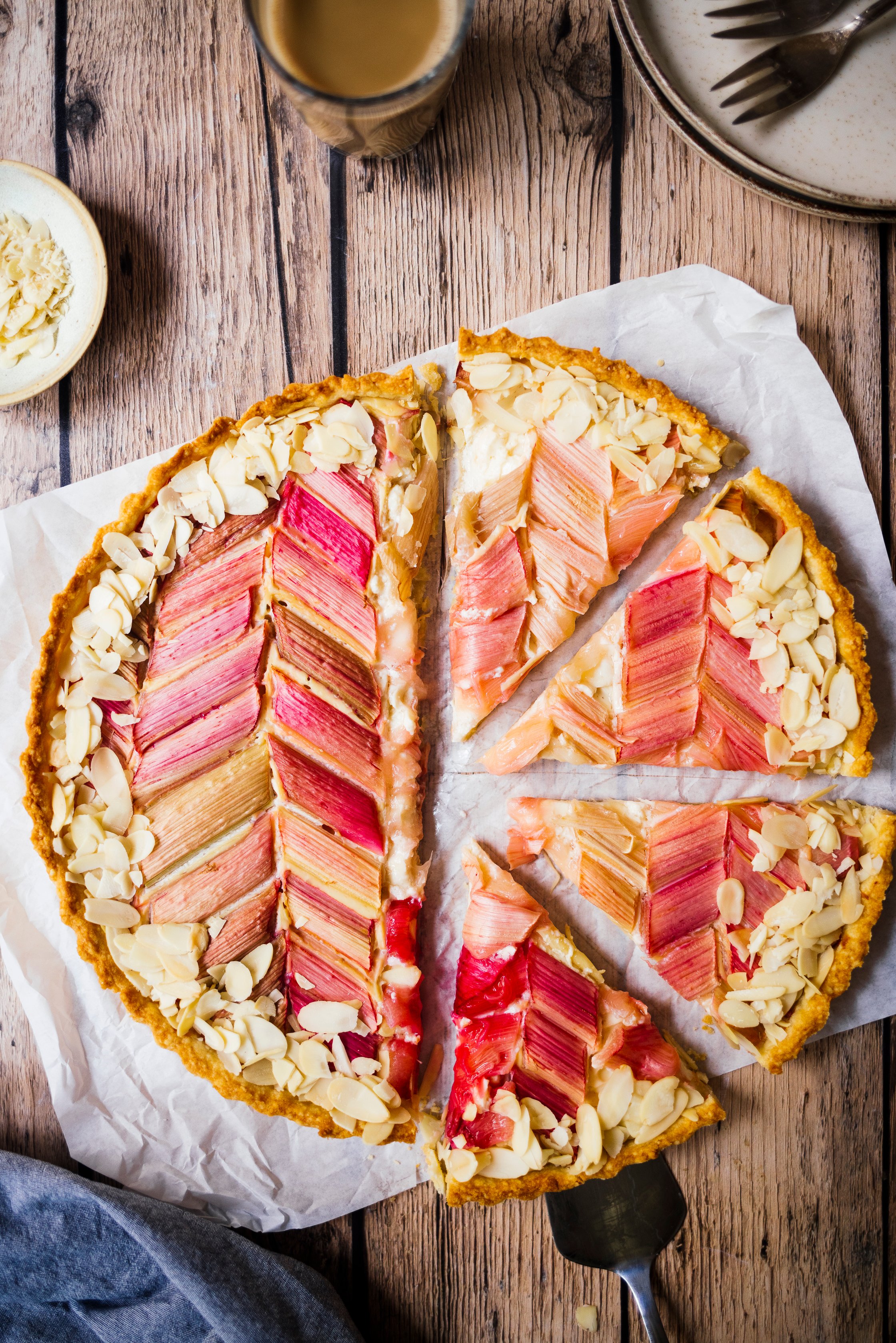 sliced vegan rhbuarb tart