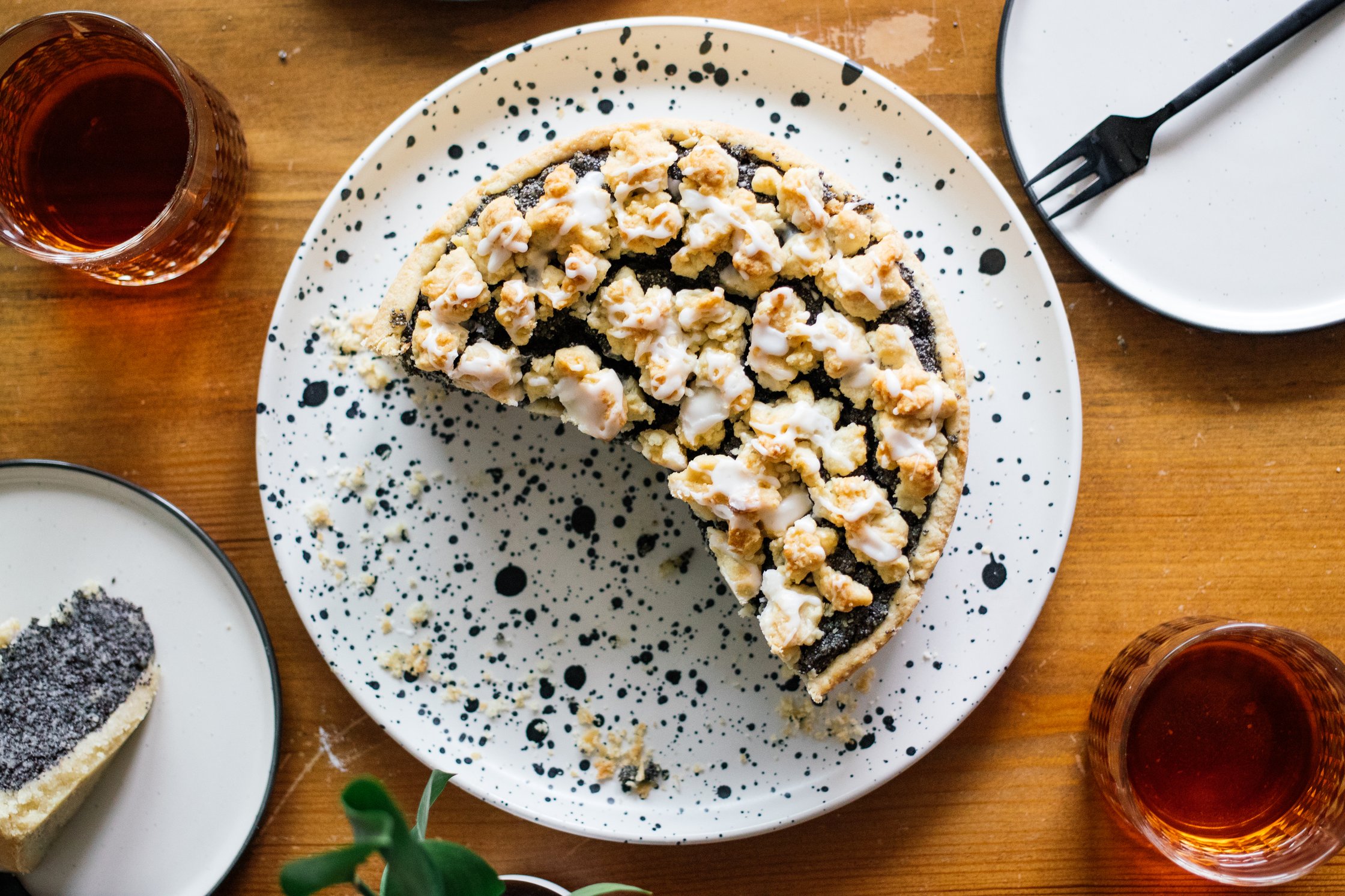 Vegan Poppy Seed Cake with Crumble Topping after baking