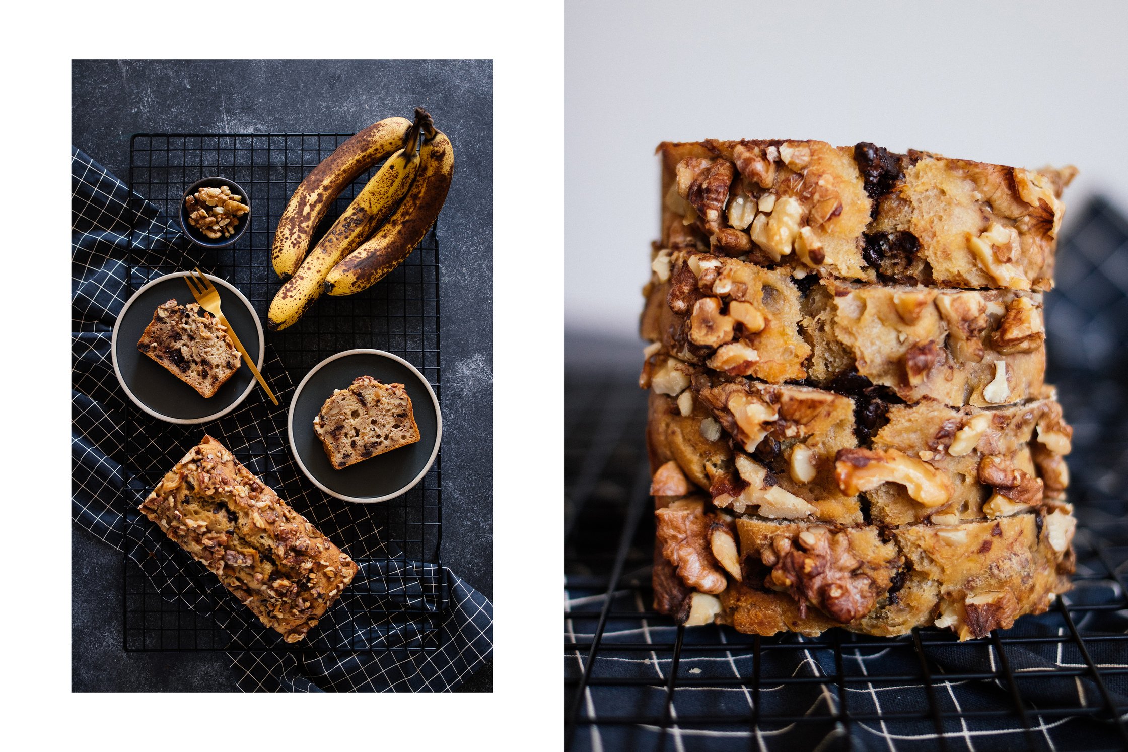 veganes Bananenbrot in Stücke geschnitten