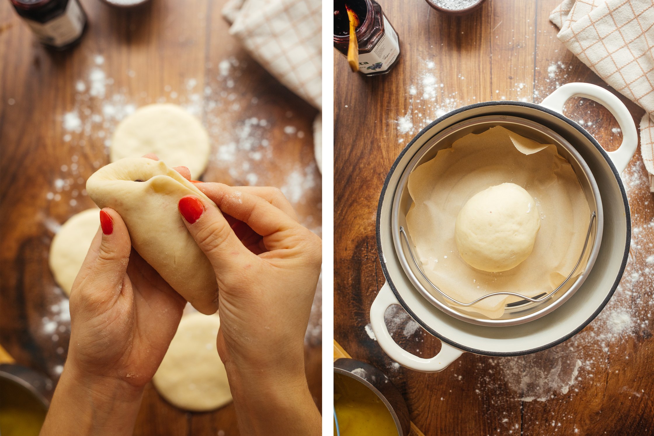 steaming vegan yeast dumplings