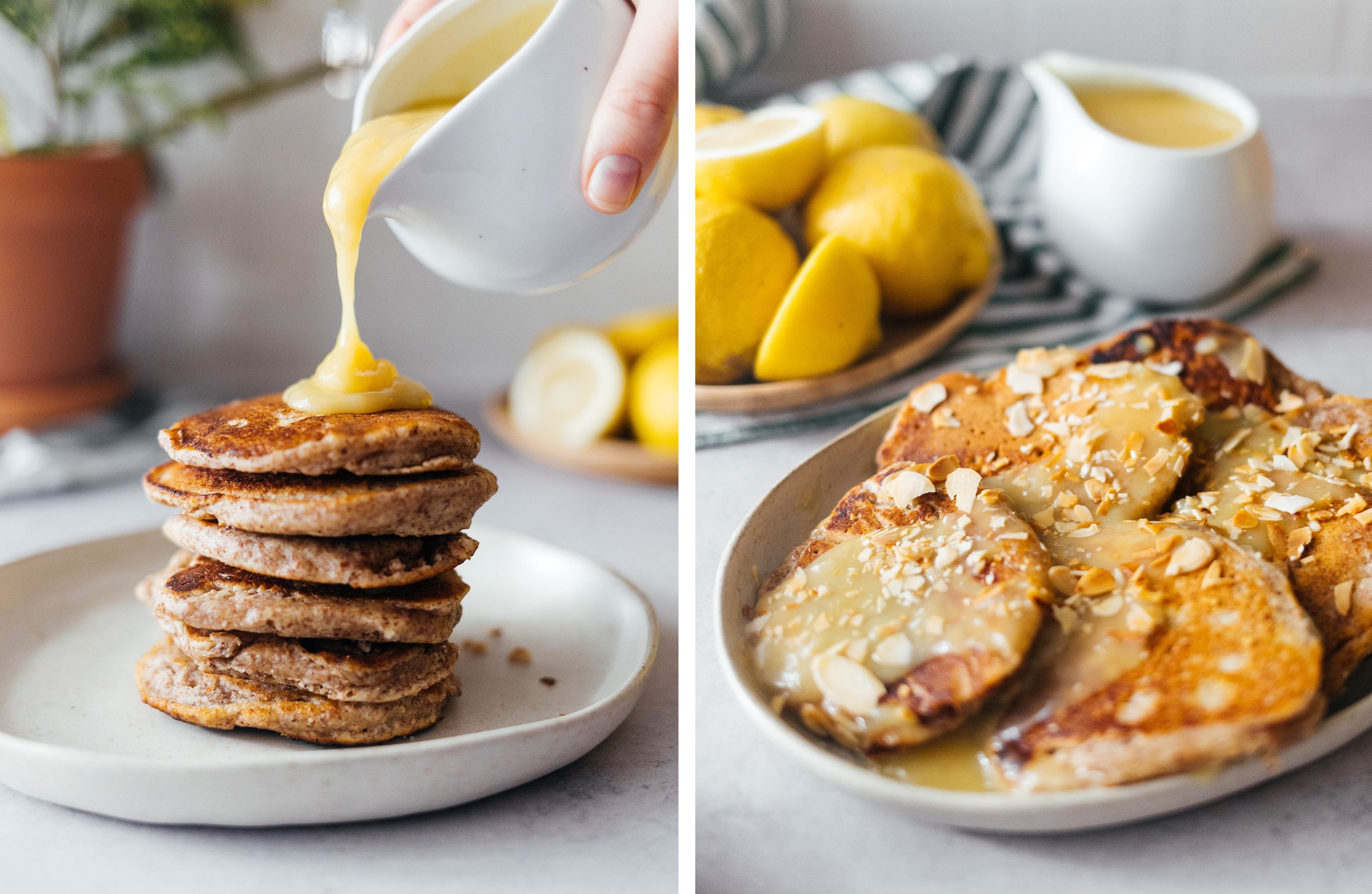 vegan pancakes wit lemon curd