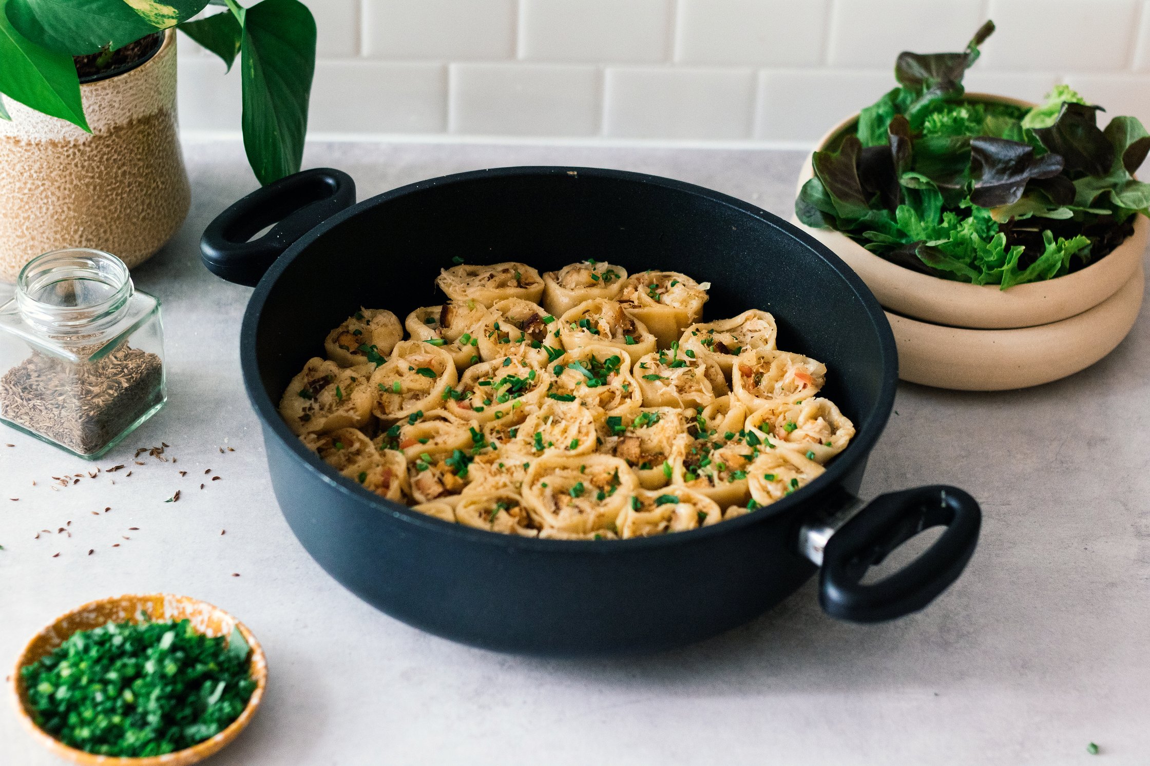 vegane krautkrapfen bereit zum essen