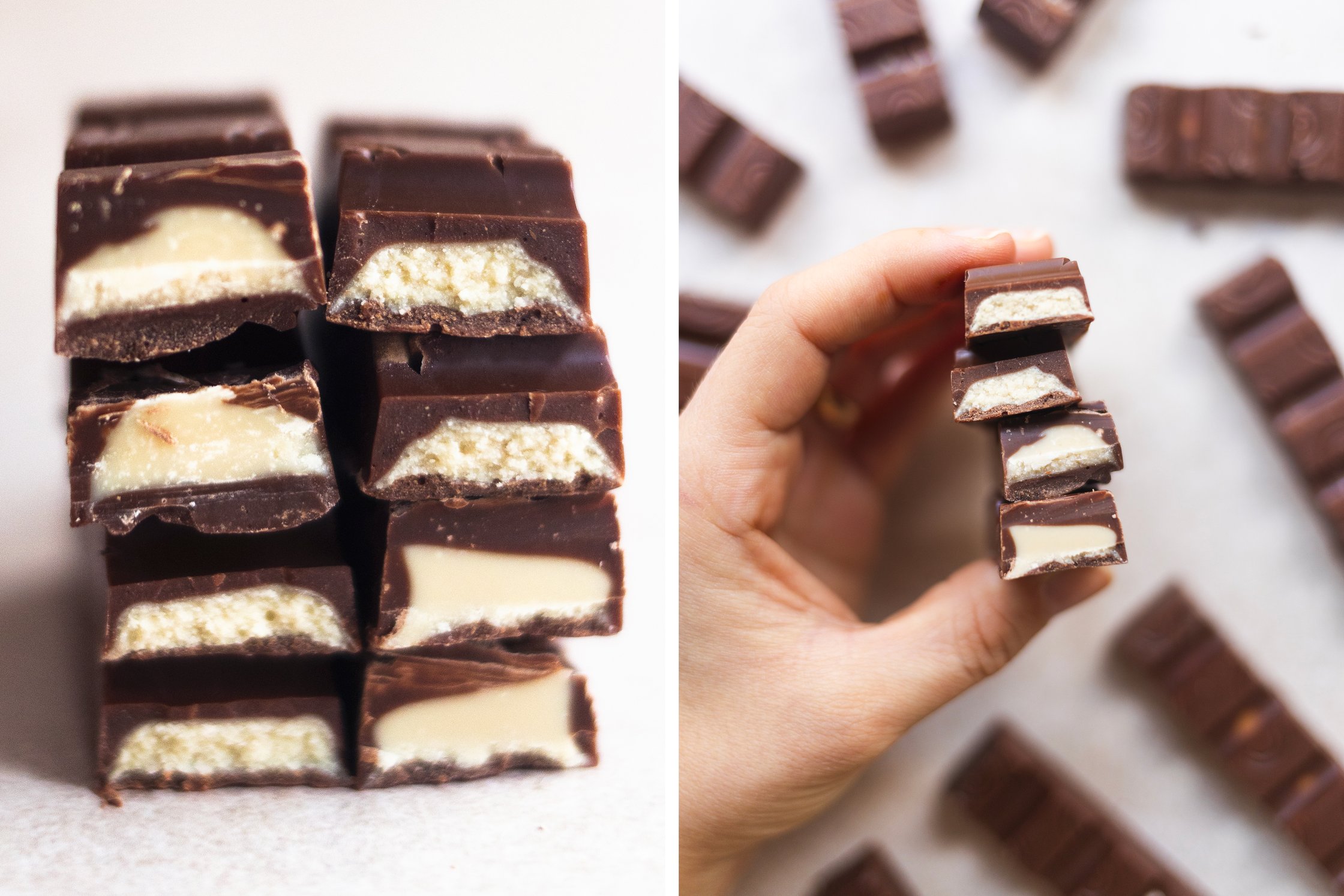 vegane Kinder Riegel gestapelt