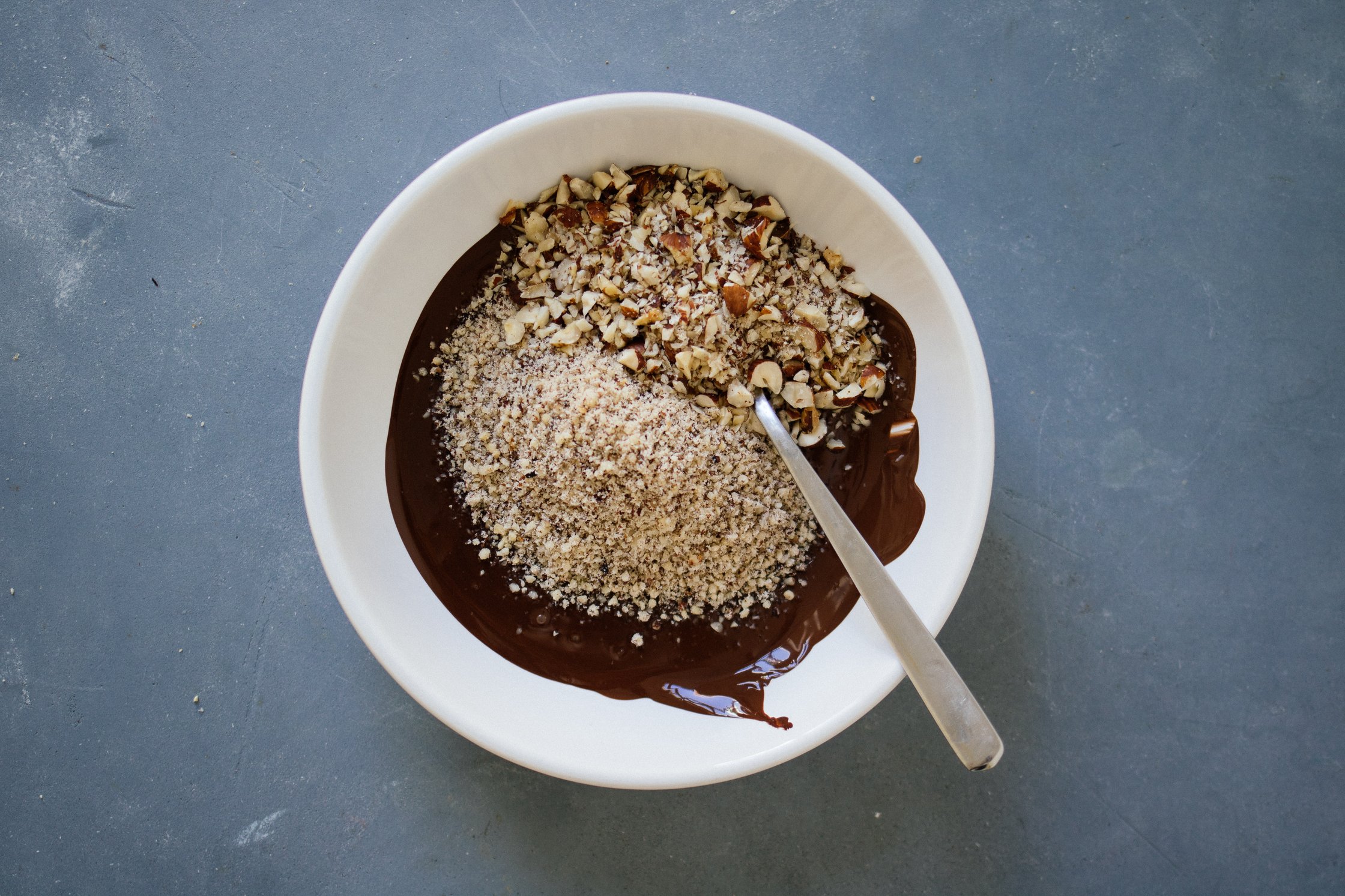 ingredients for vegan rocher in a white bowl