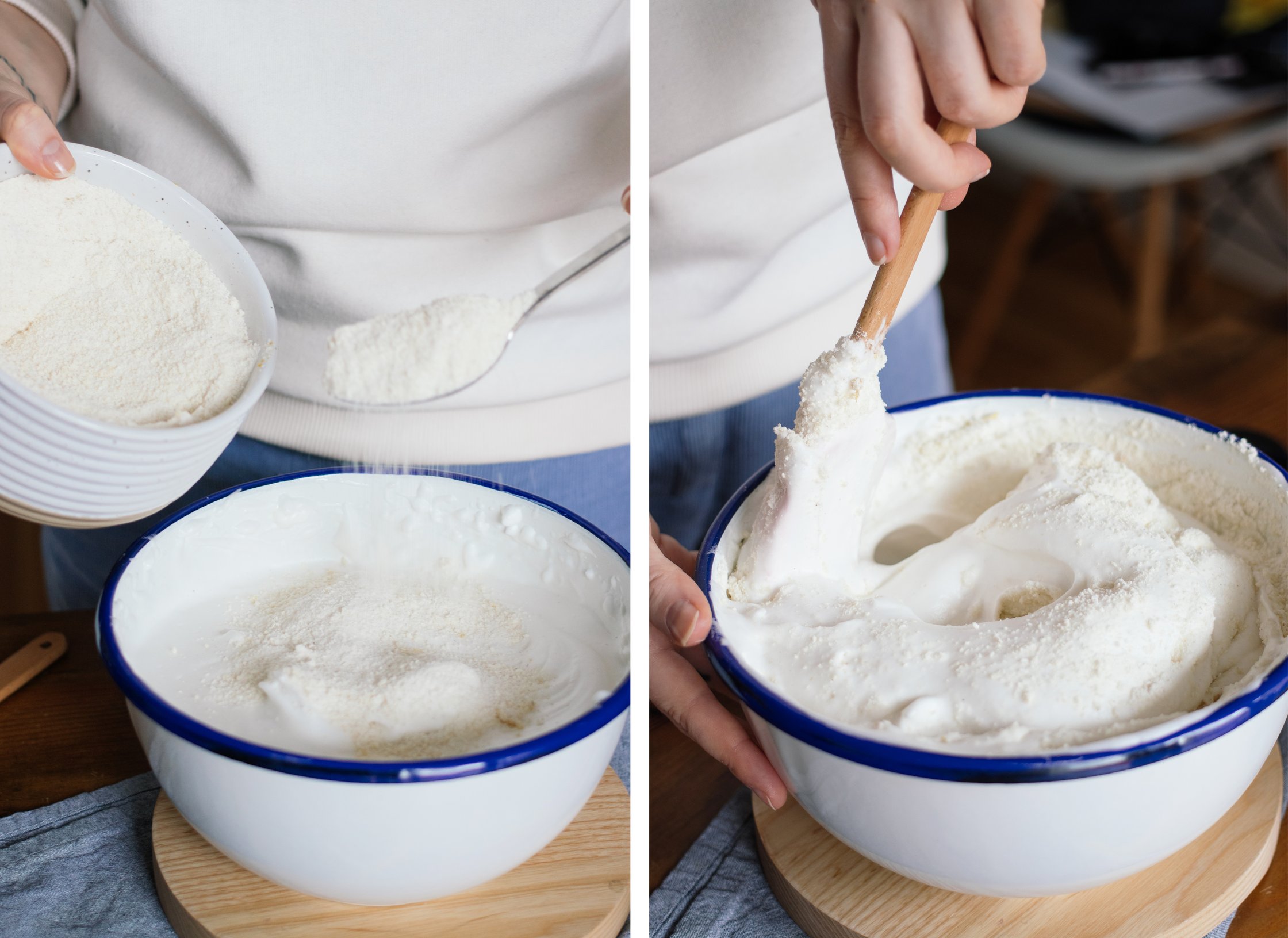 whipping aqua faba for Vegan Almond Cake with Nougat Cream and Peanuts
