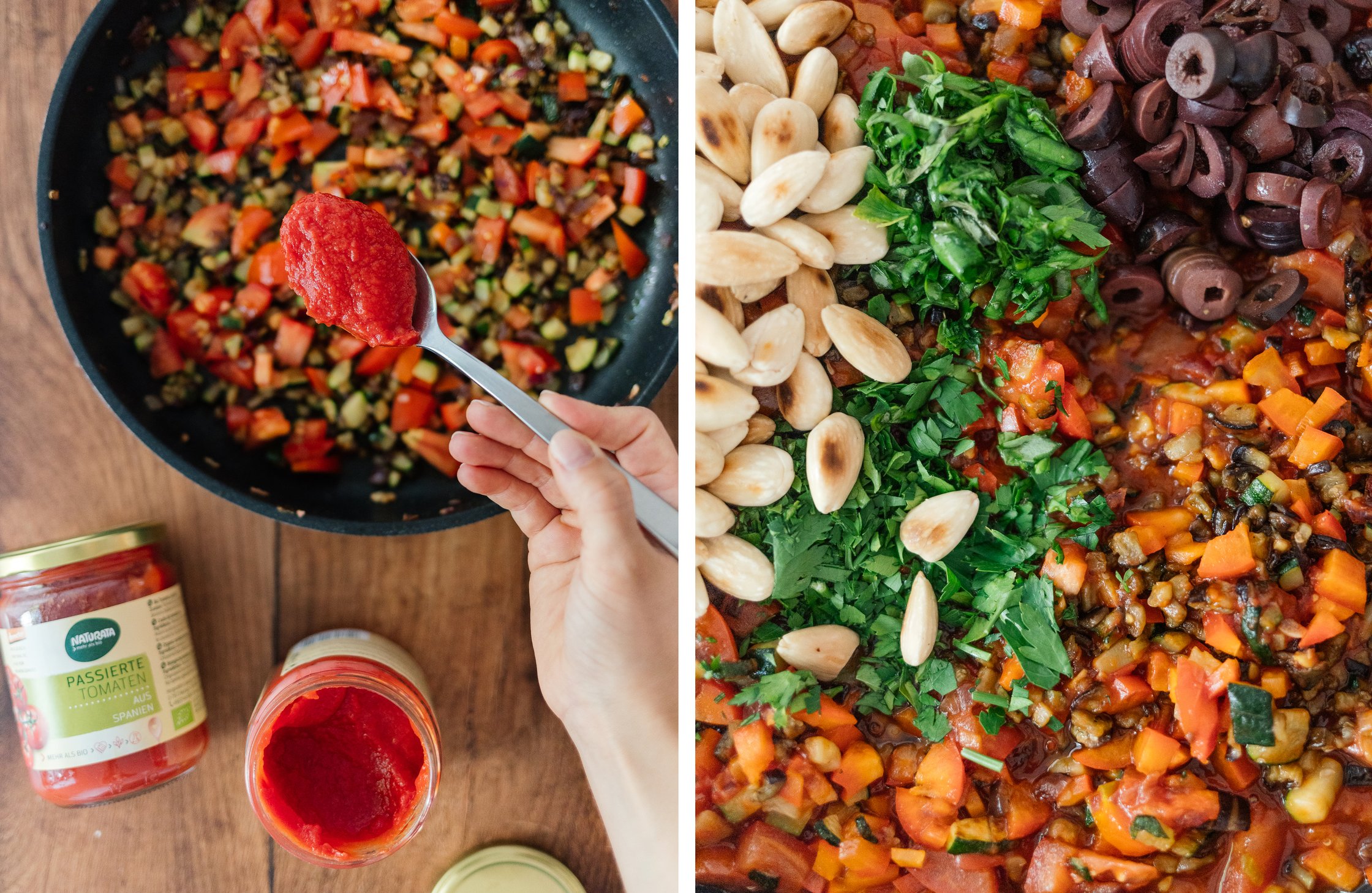 vegetable sauce for vegan caponata pasta with tomato paste