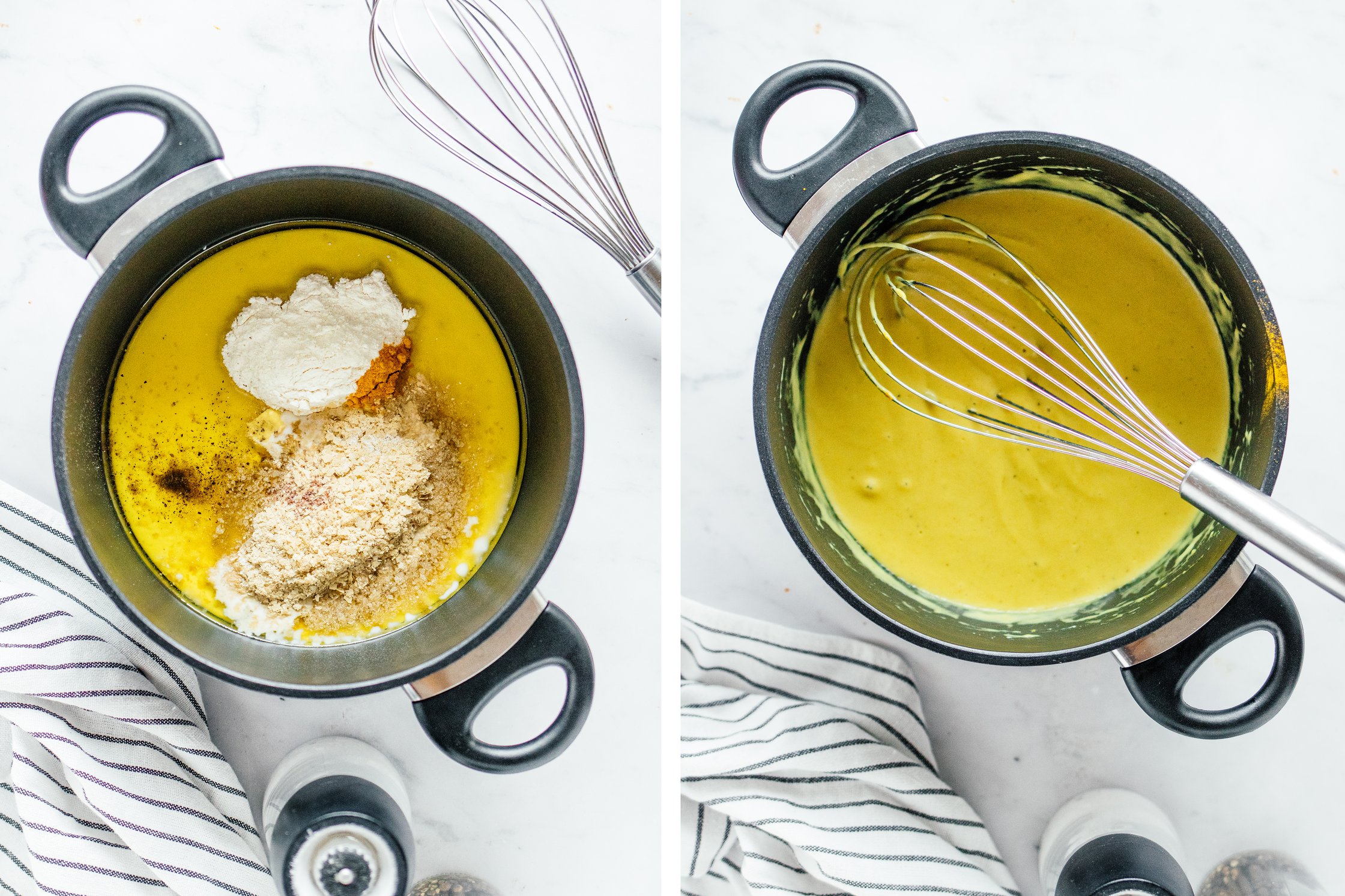 cooking vegan cheese creme in a pot