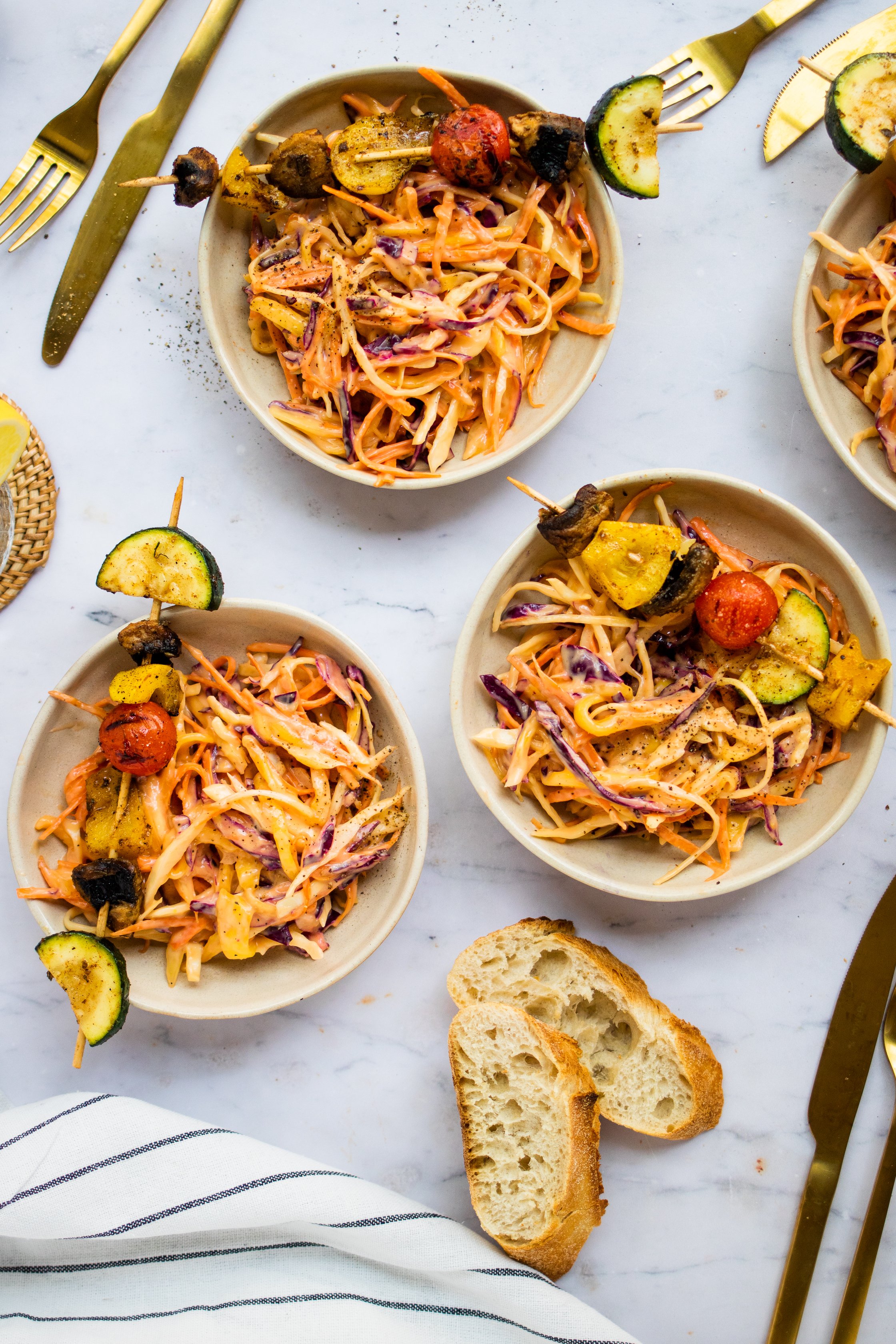 Vegan Mango Coleslaw on Plates