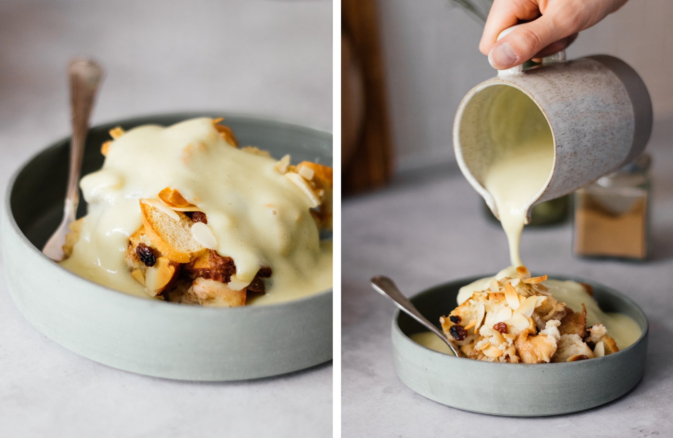 veganer Scheiterhaufen mit Vanillesoße