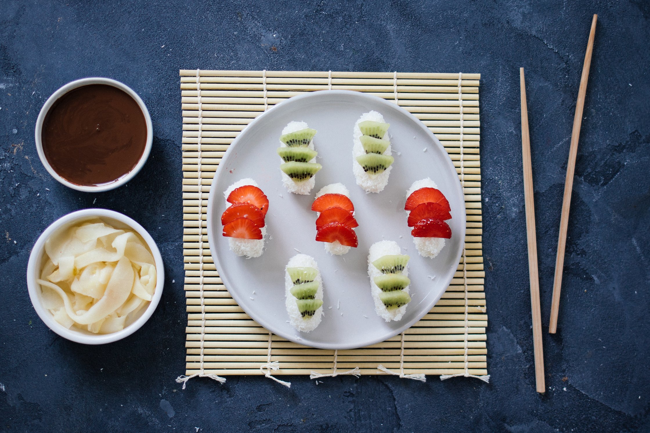 ready sushi on a plate