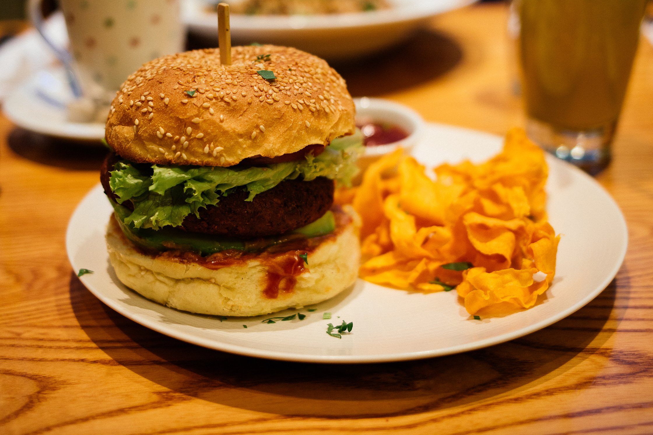 a burger with french fries