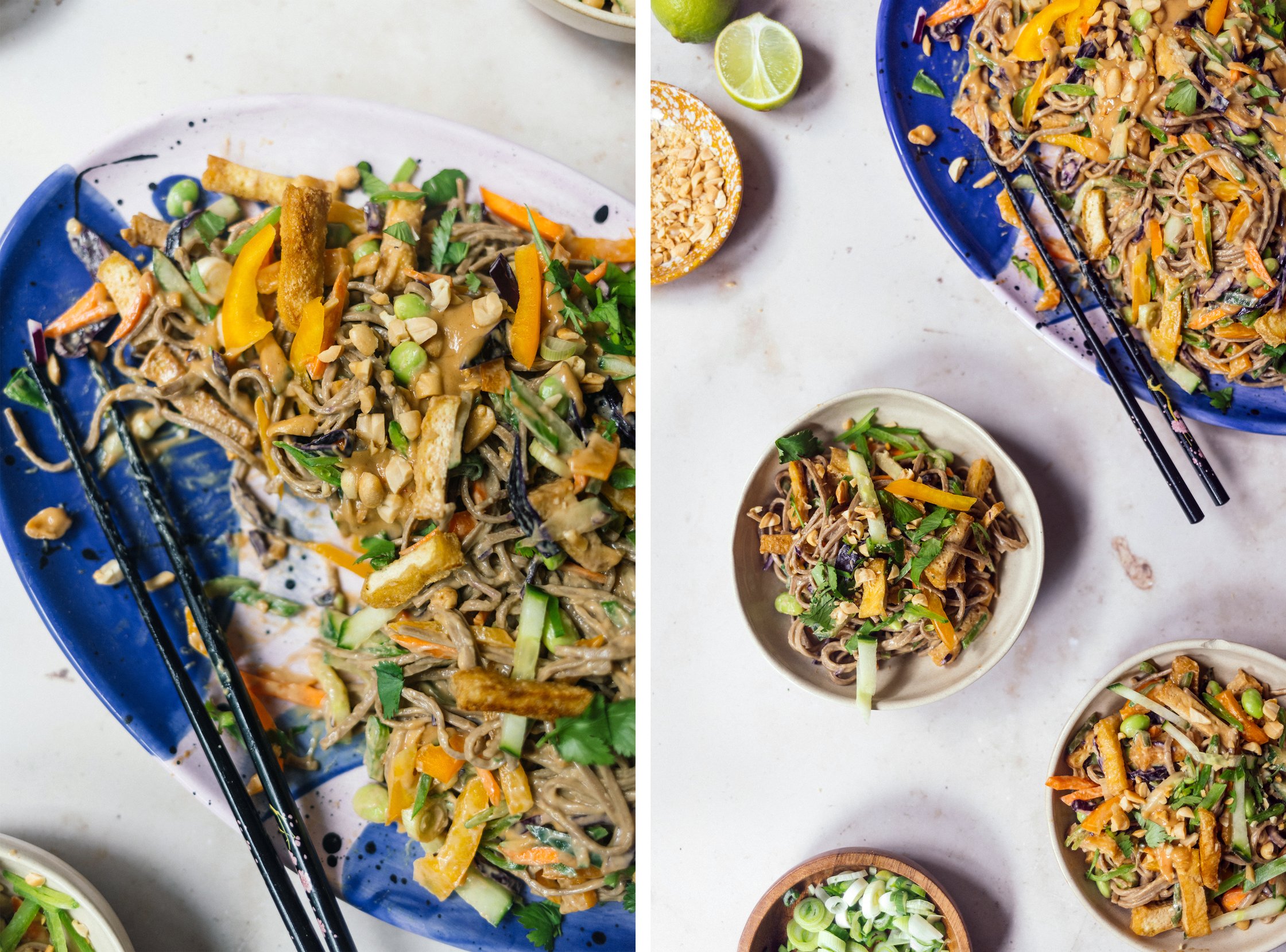 half eaten Vegan Soba Noodle Summer Roll Salad