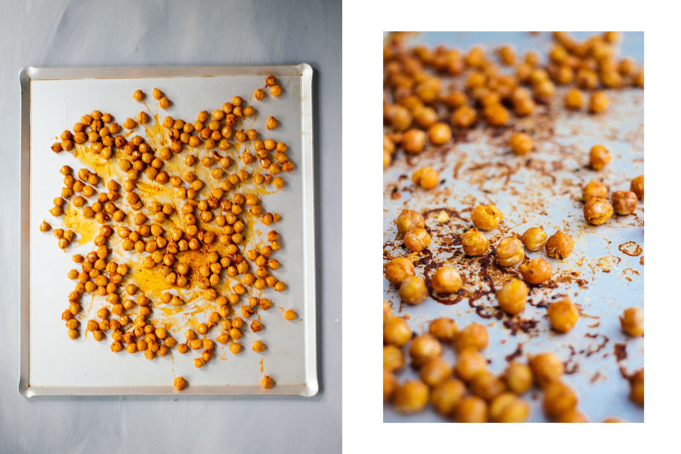 chickpeas on a baking tray