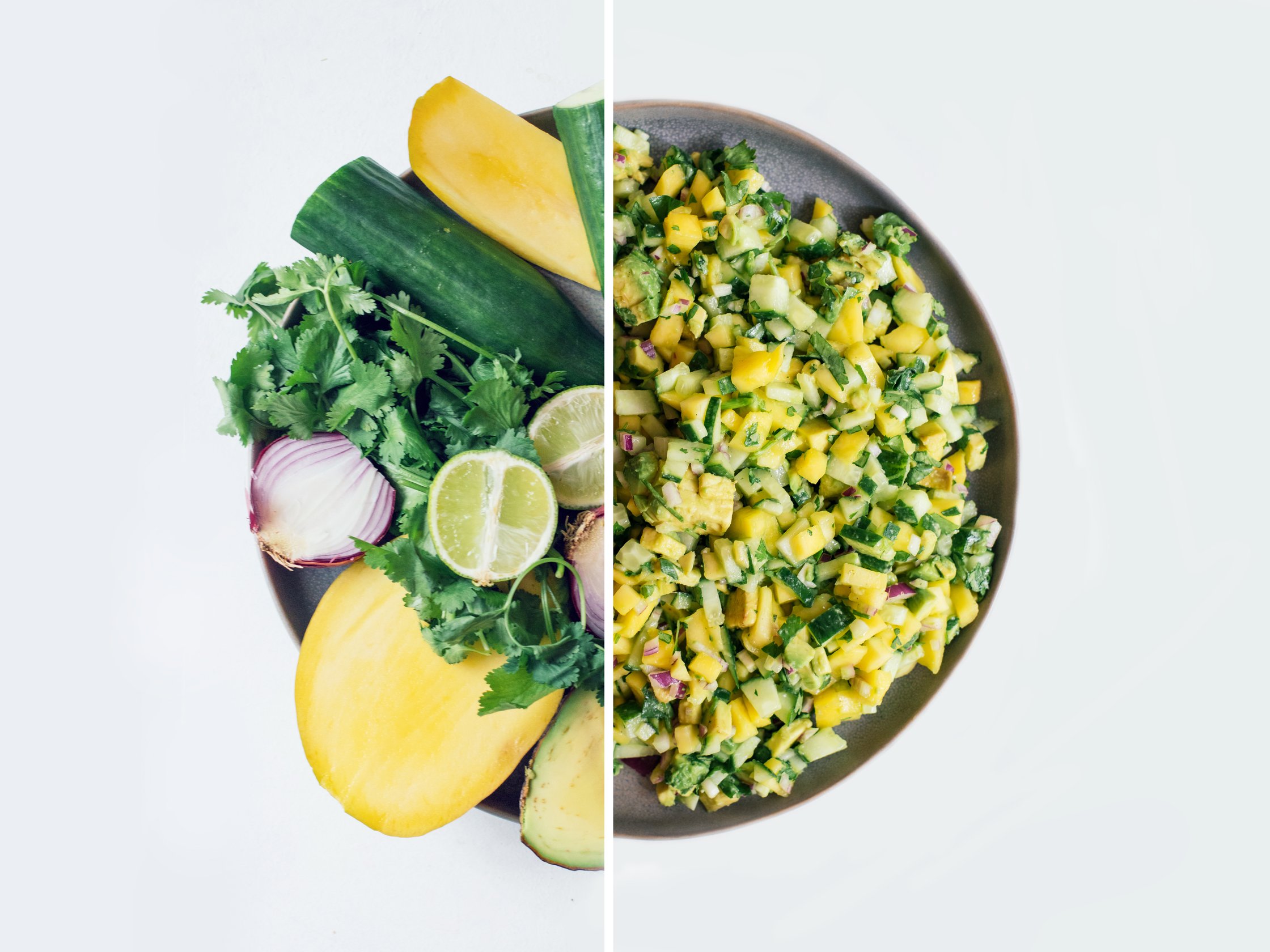 mango salsa before and after