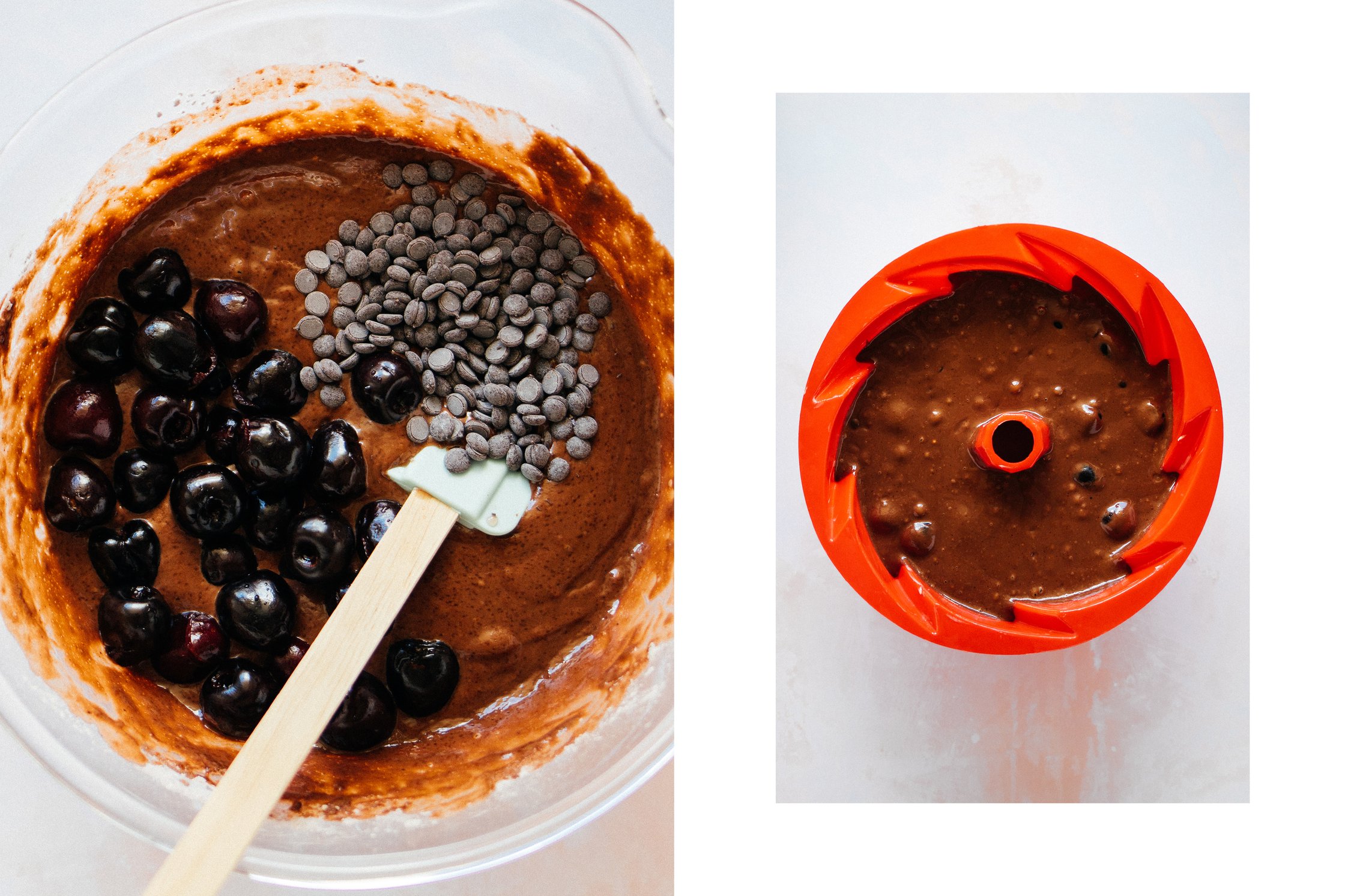 vegan chocolate dough with fresh cherries