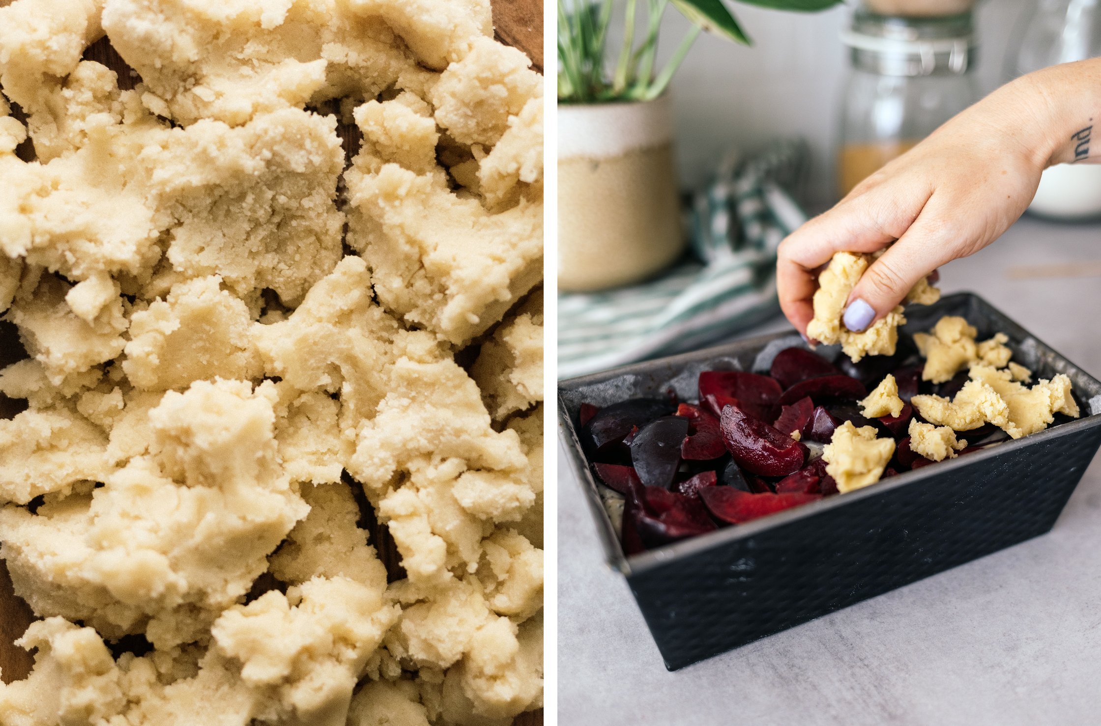 streusel auf kuchen verteilen