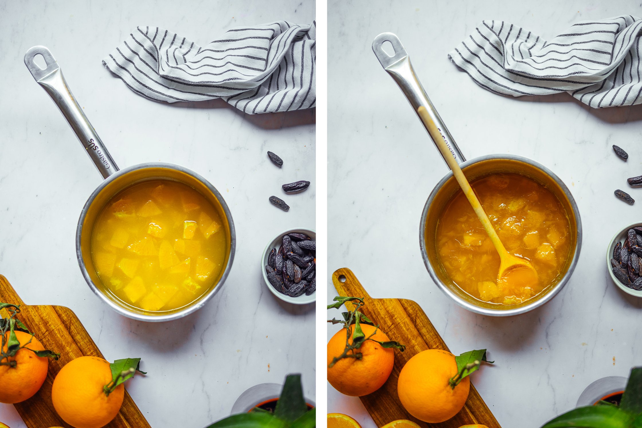 mixing the crepe batter in a glass bowl