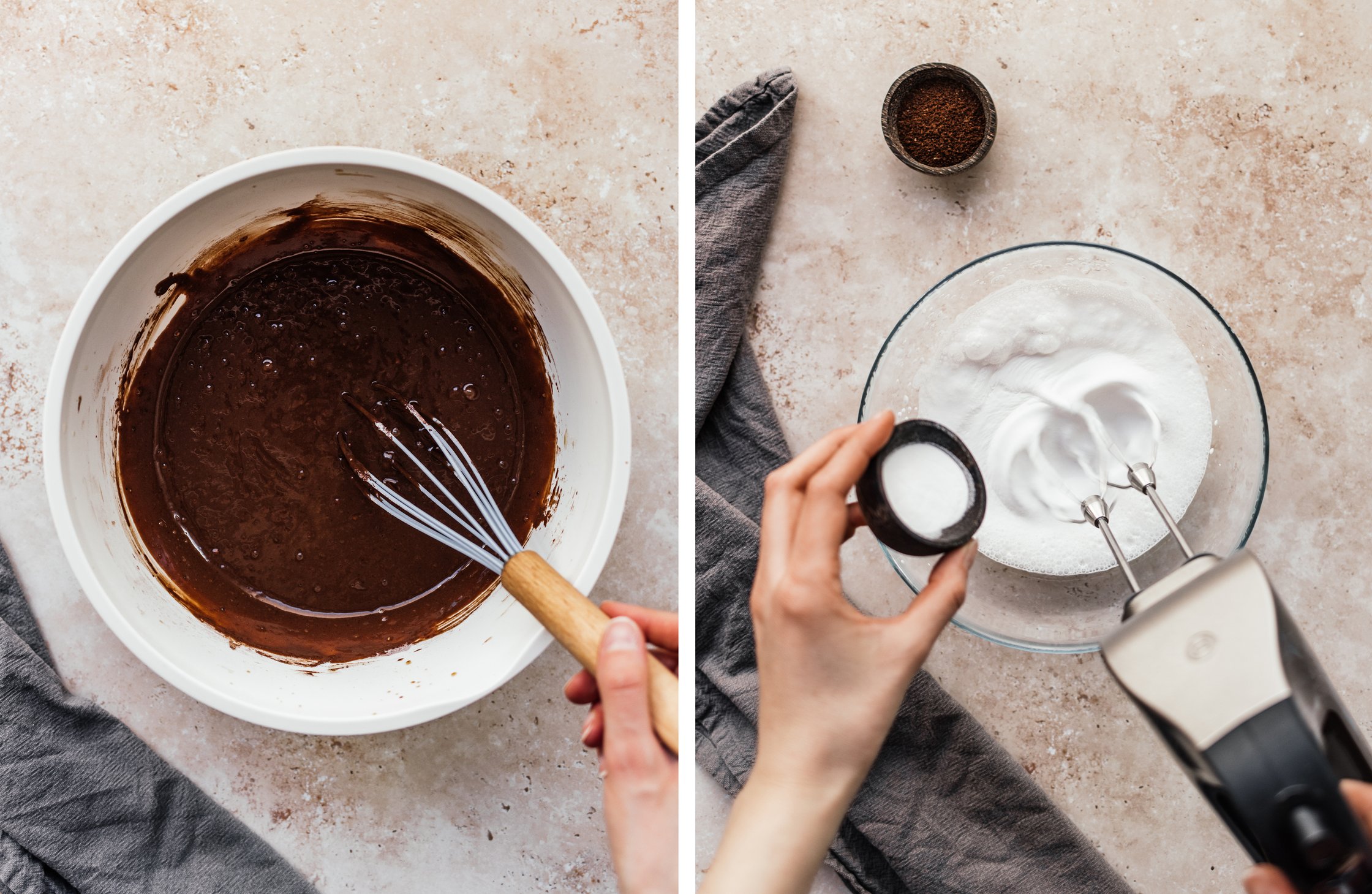 Teig für vegane Kaffee-Muffins; vegane Schlagsahne aufschlagen