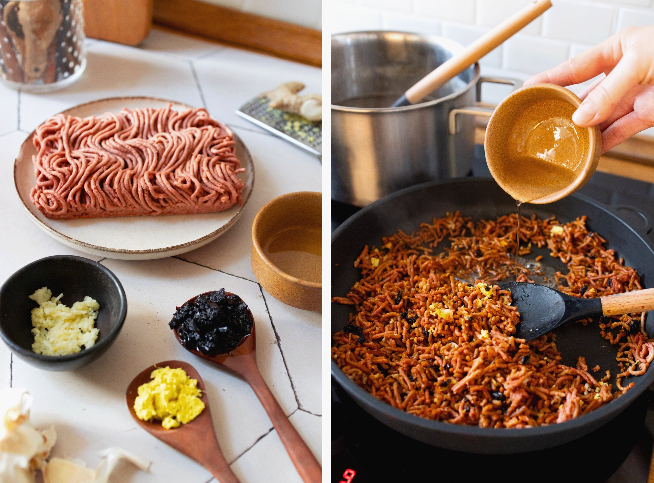 Vegan minced meat topping.