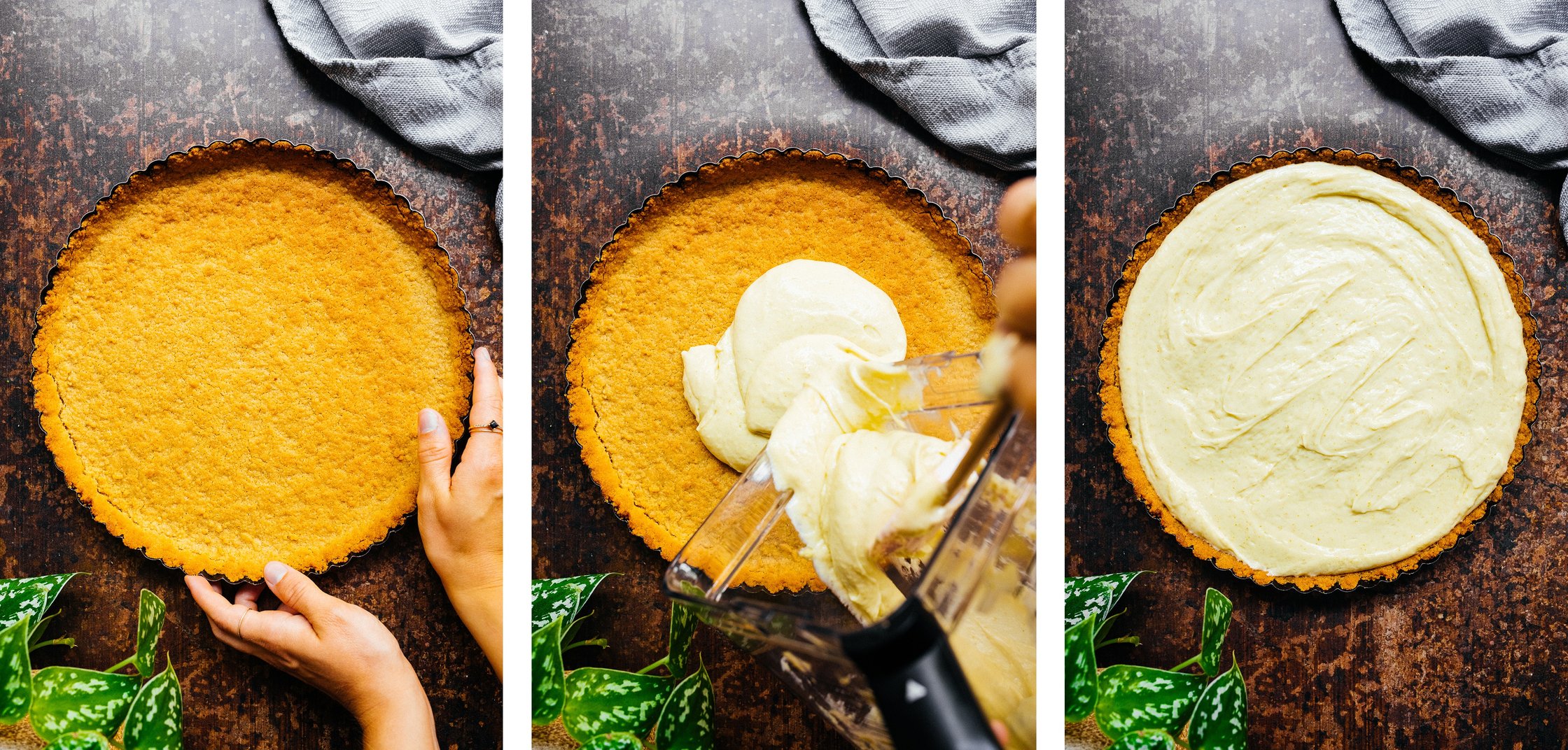 vegane Limettencreme auf einem Keksboden