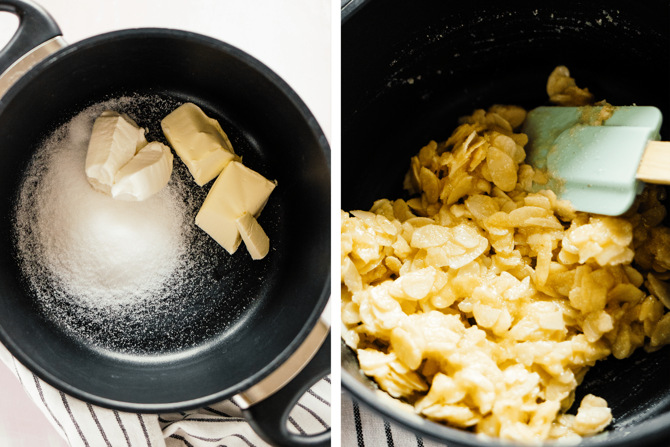 vegan butter with almonds and sugar in a small pot