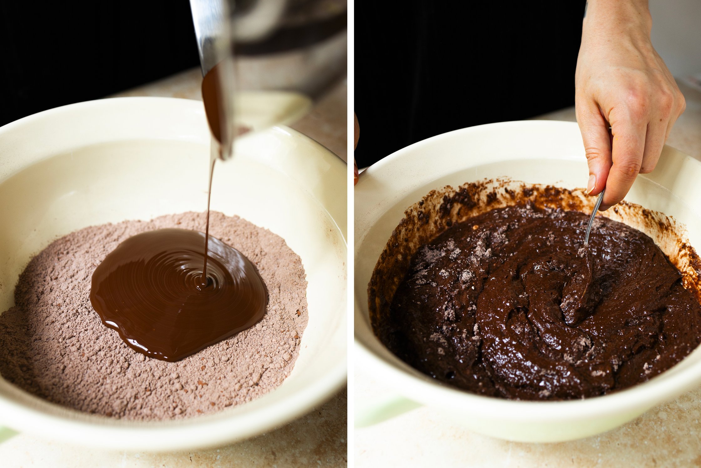 veganer Brownieteig wird vermischt