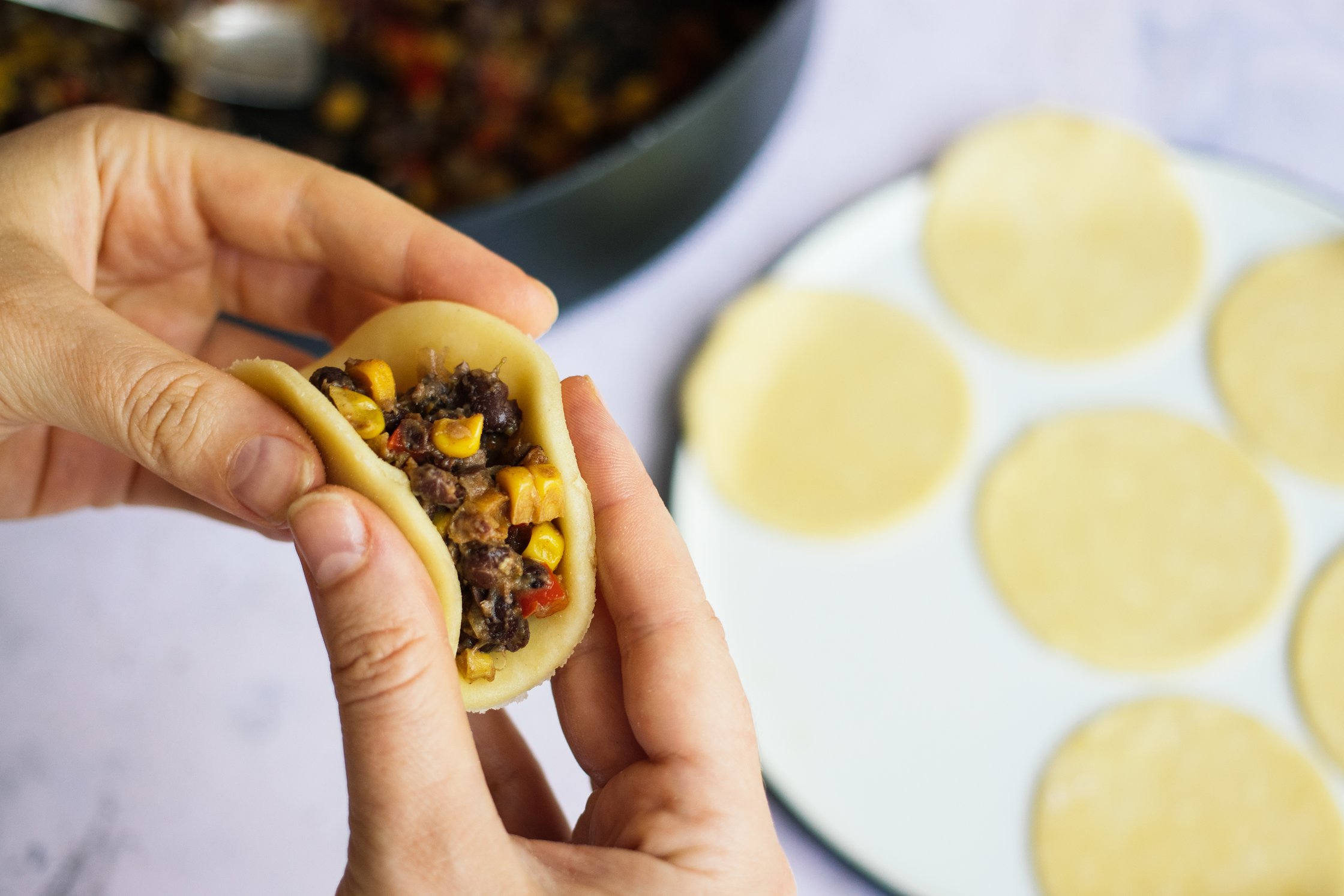filling vegan empanada dough